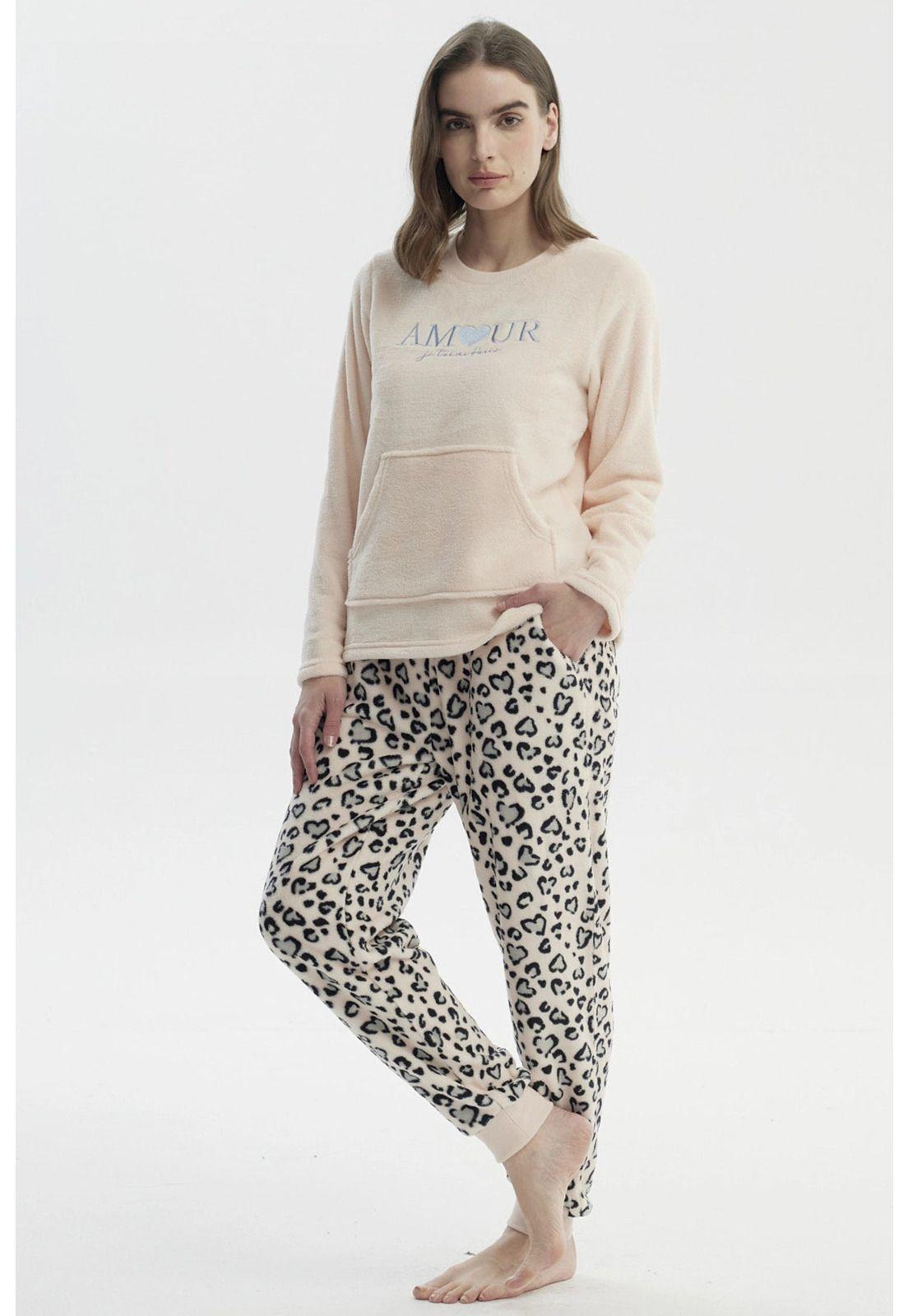 Pijama Mujer Polera Y Pantalón Rosado - ll-1