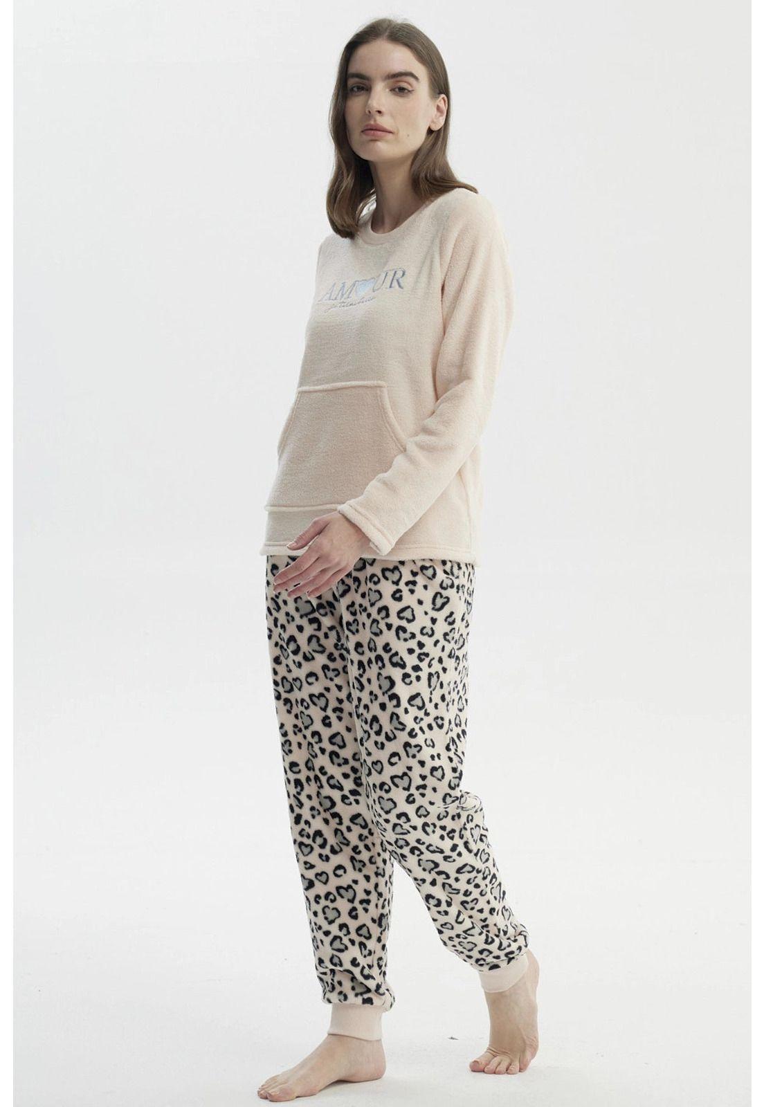 Pijama Mujer Polera Y Pantalón Rosado - ll-3