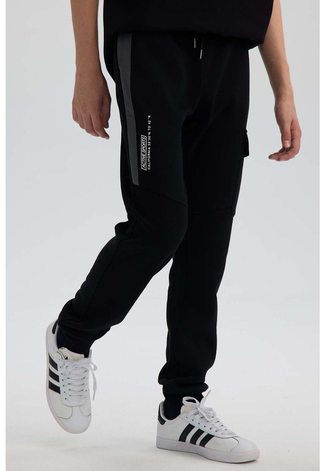Pantalón Buzo Niño Jogger Cargo Negro-1