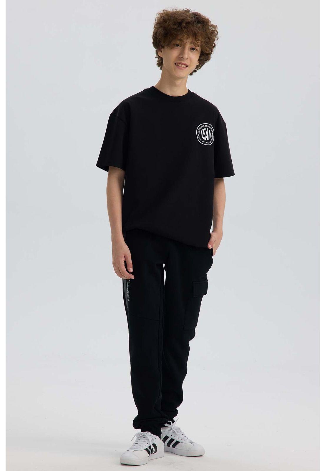 Pantalón Buzo Niño Jogger Cargo Negro-3