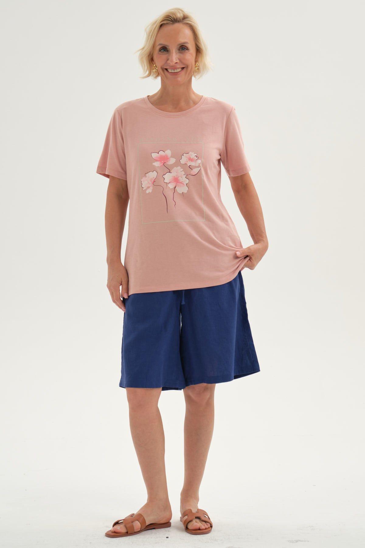 Bermuda Mujer Pretina Elasticada Azul-3