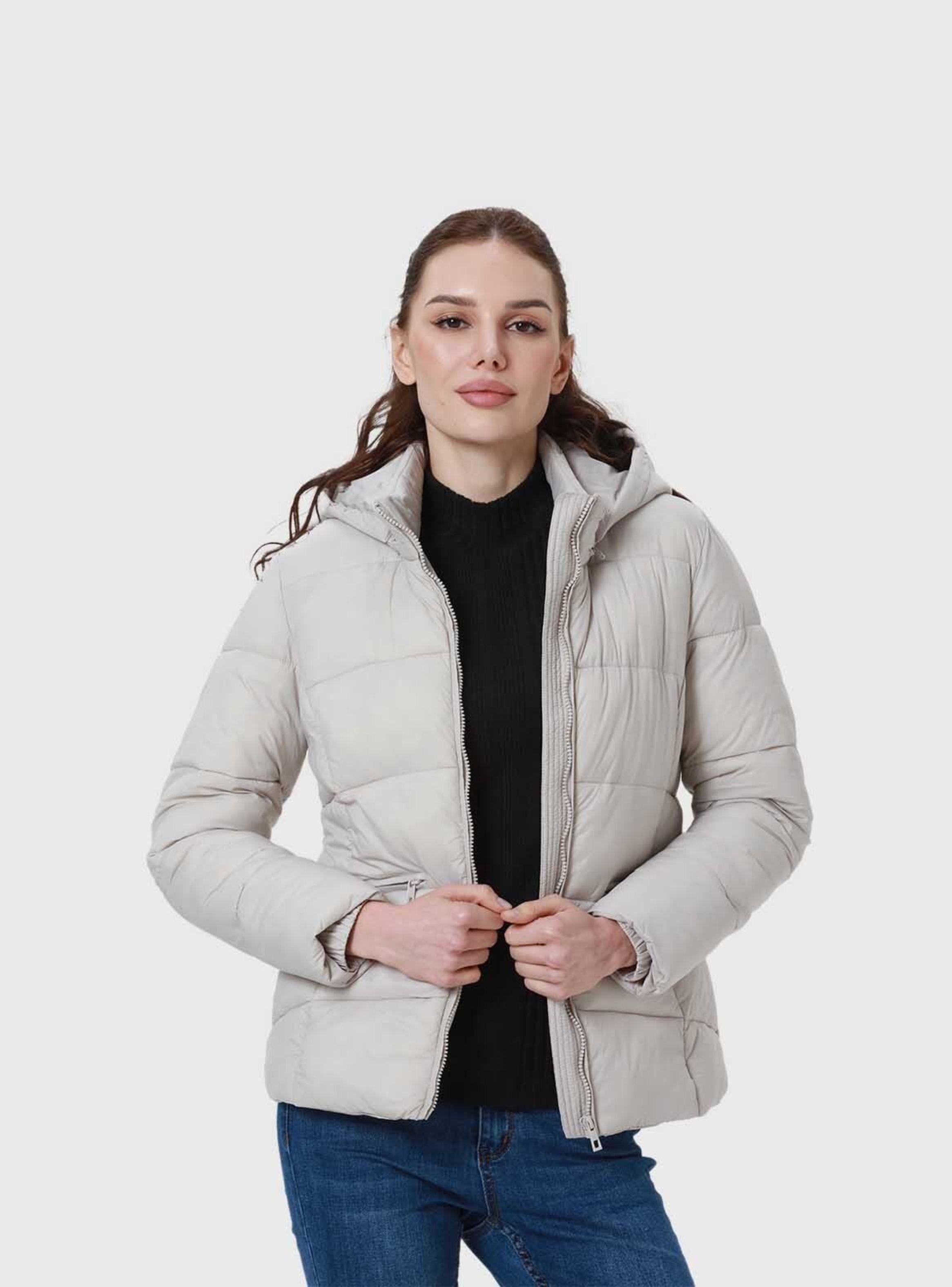 Parka Mujer Puffa Corta Beige-2