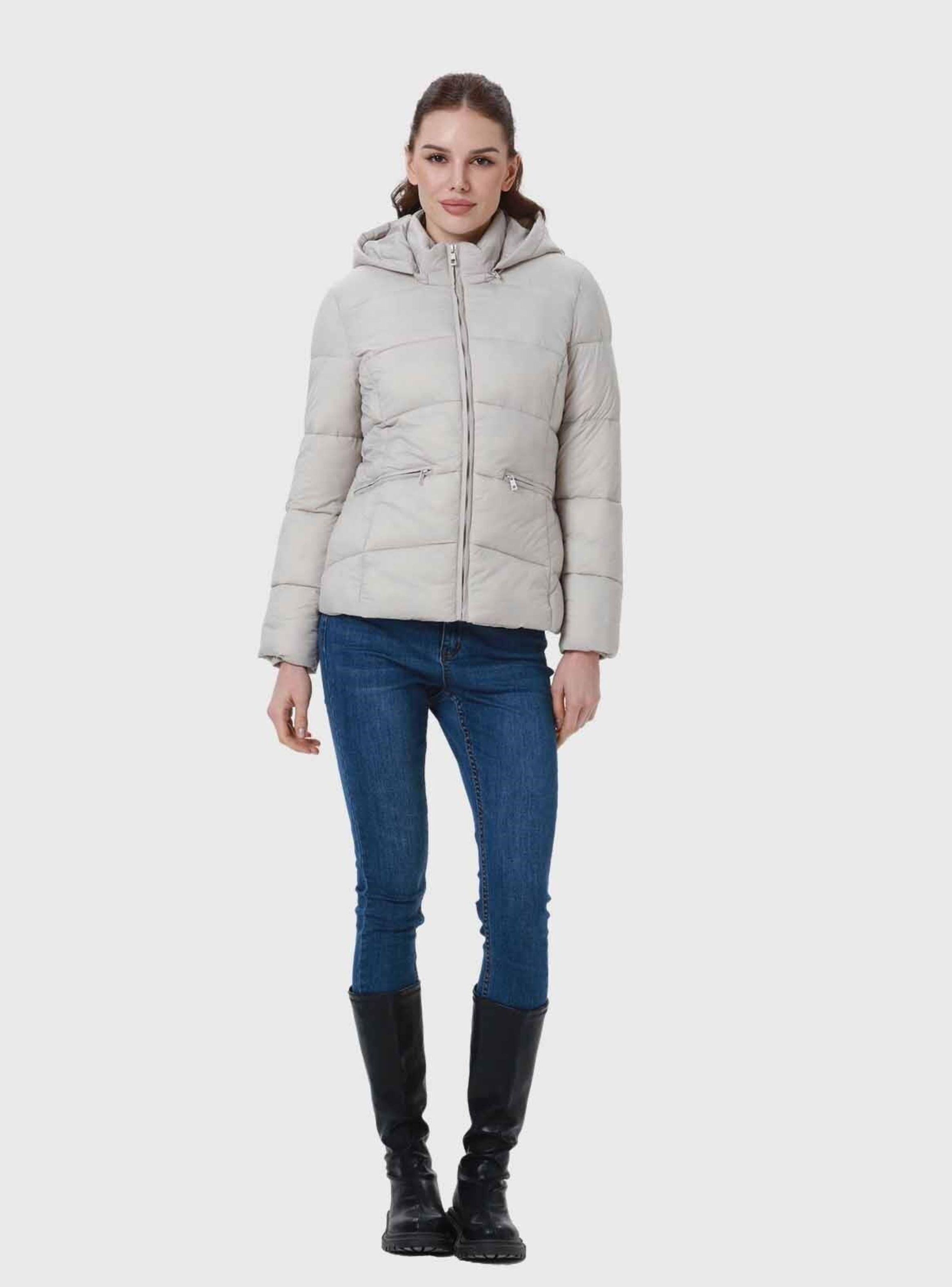 Parka Mujer Puffa Corta Beige-3