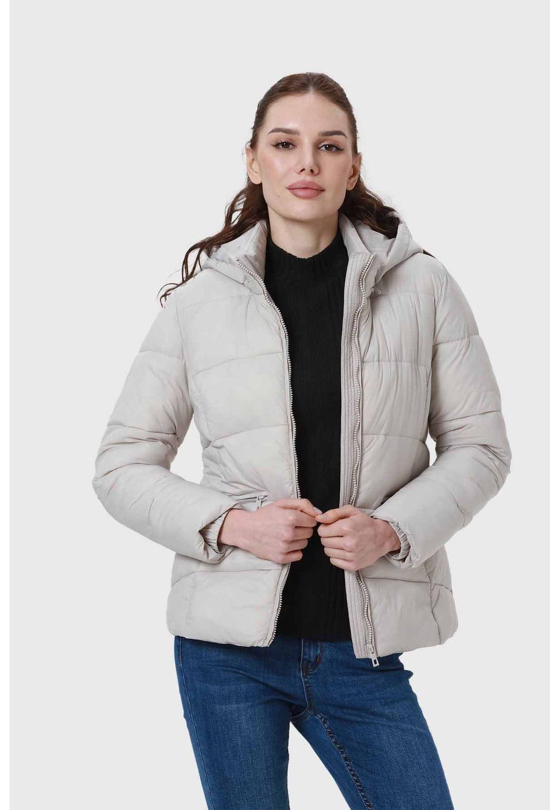 Parka Mujer Puffa Corta Beige-1