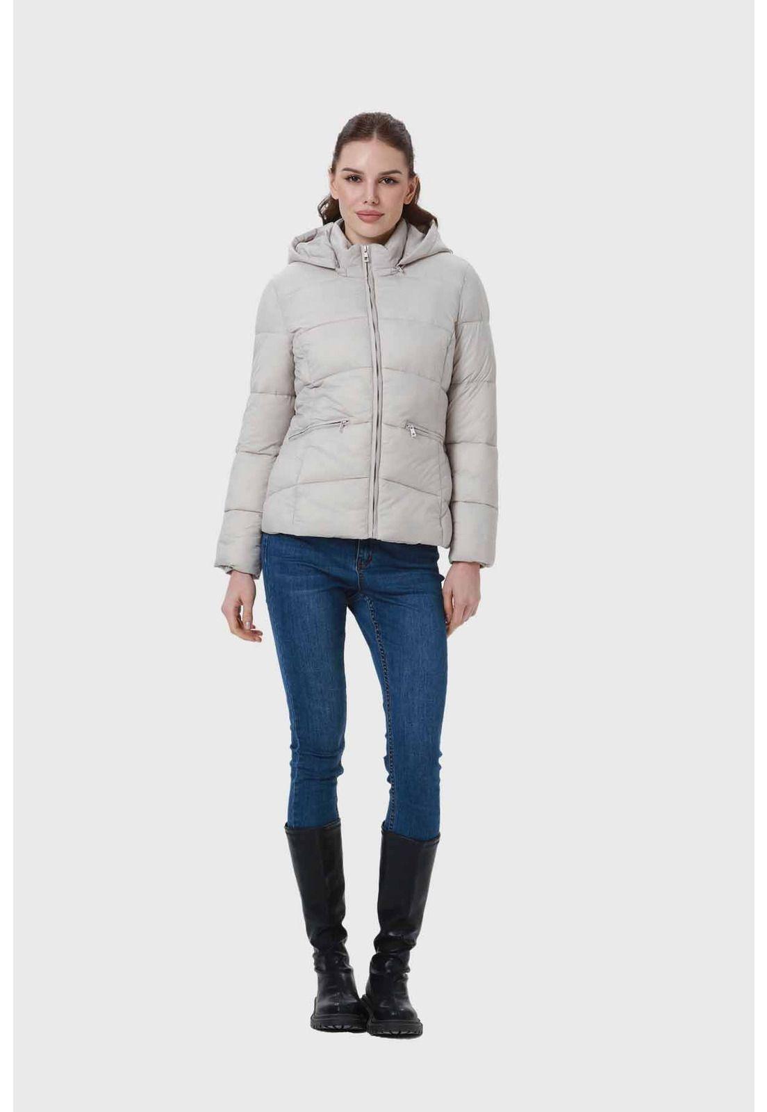 Parka Mujer Puffa Corta Beige-3