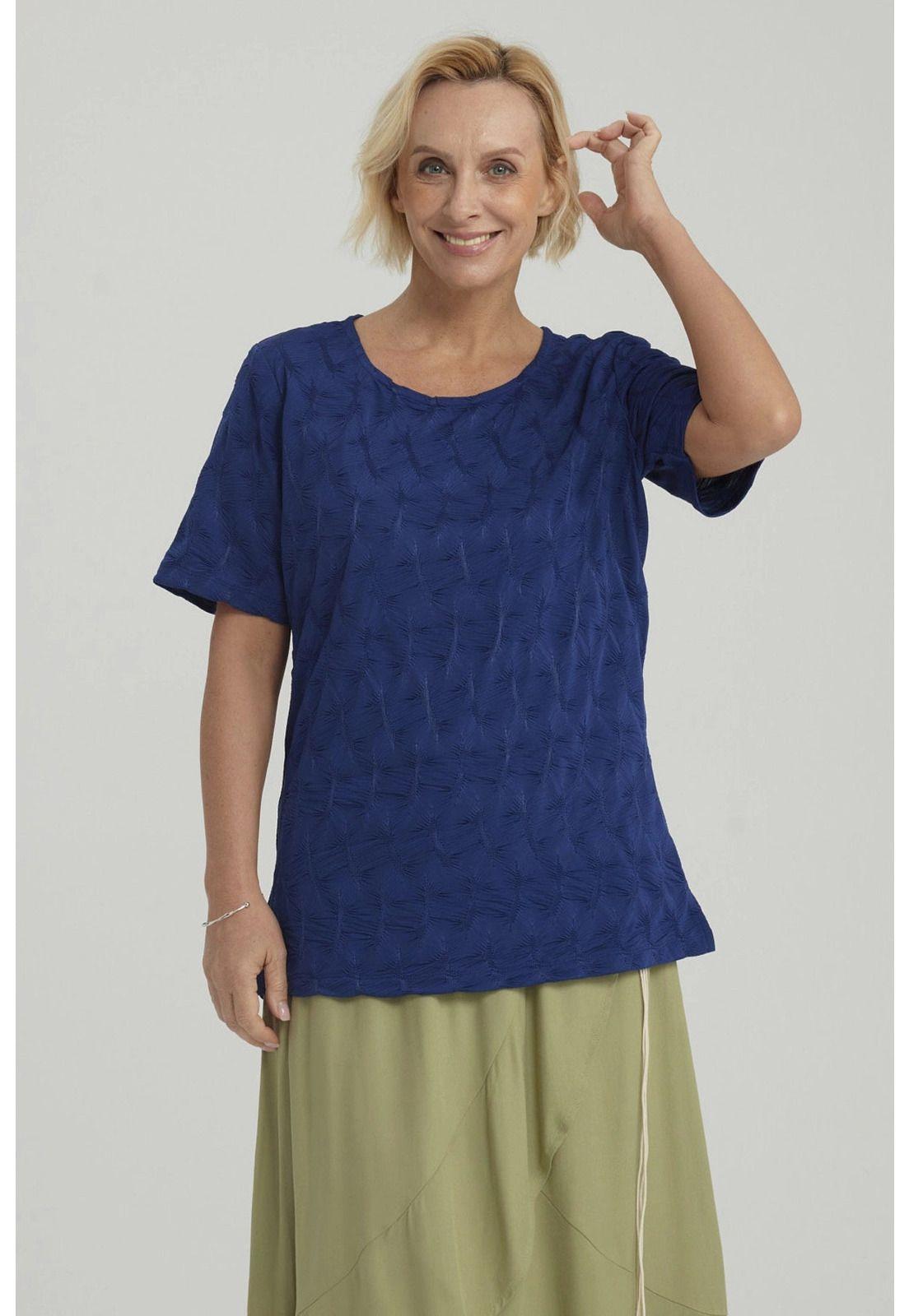 Polera Mujer Texturizada Azul Oscuro-4