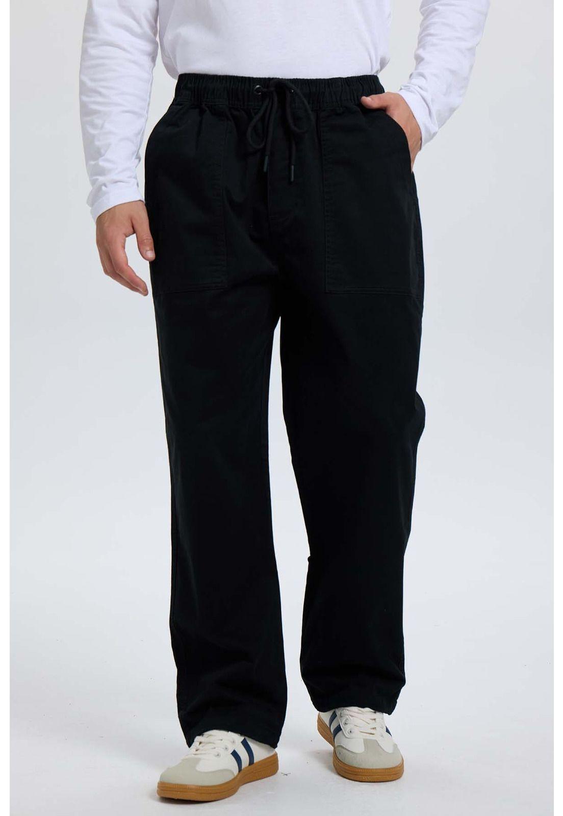 Pantalón Hombre Gabardina Cargo Negro-0