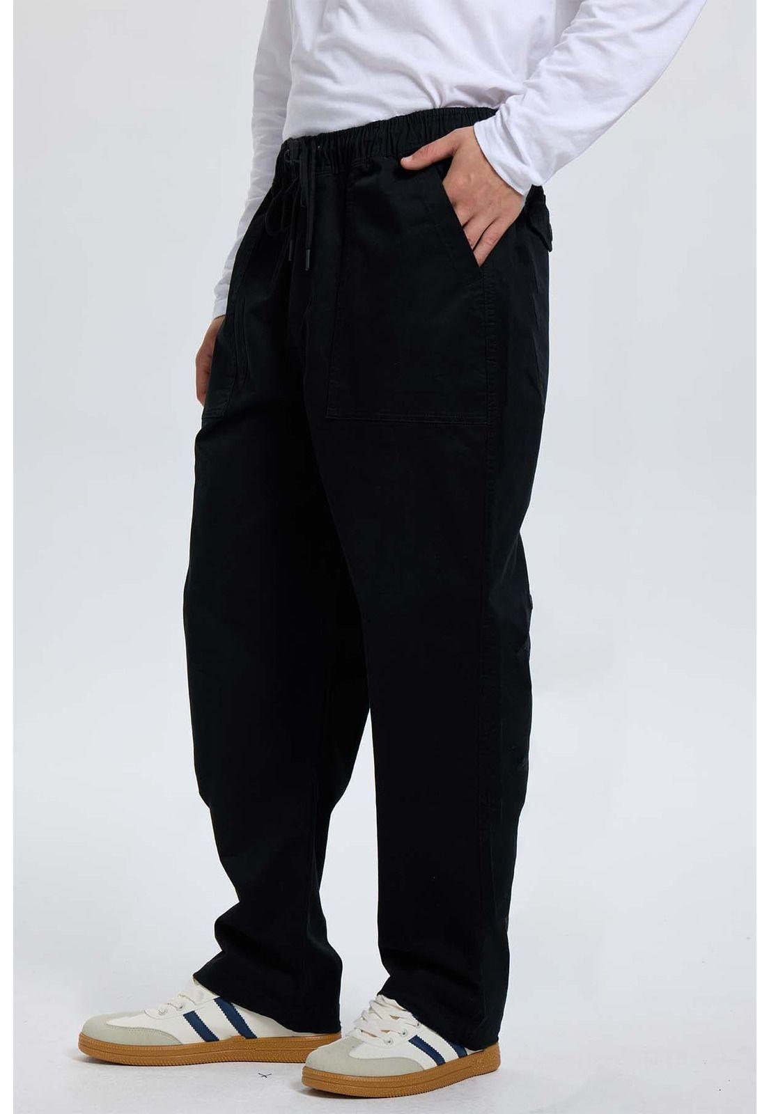 Pantalón Hombre Gabardina Cargo Negro-1