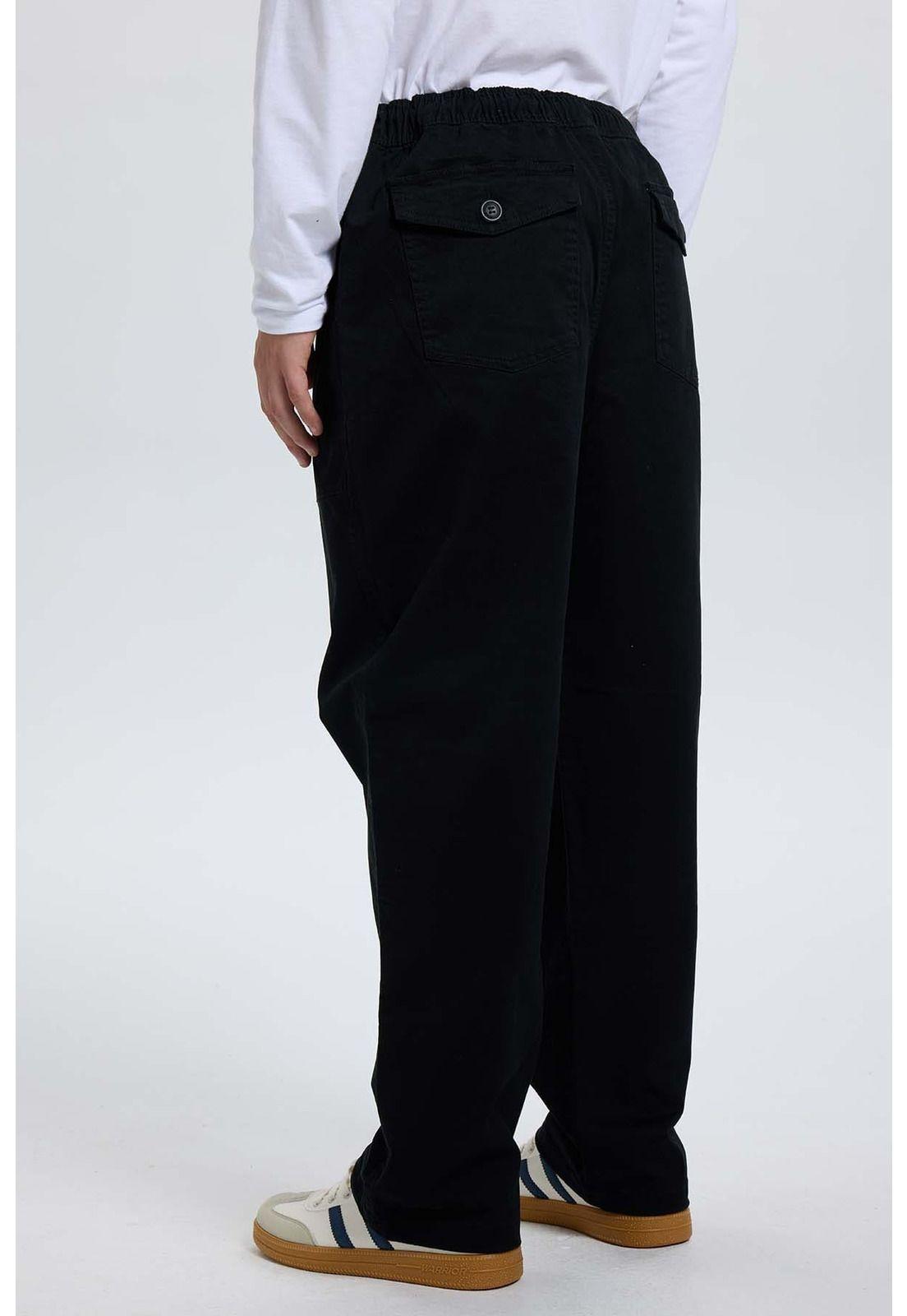 Pantalón Hombre Gabardina Cargo Negro-2