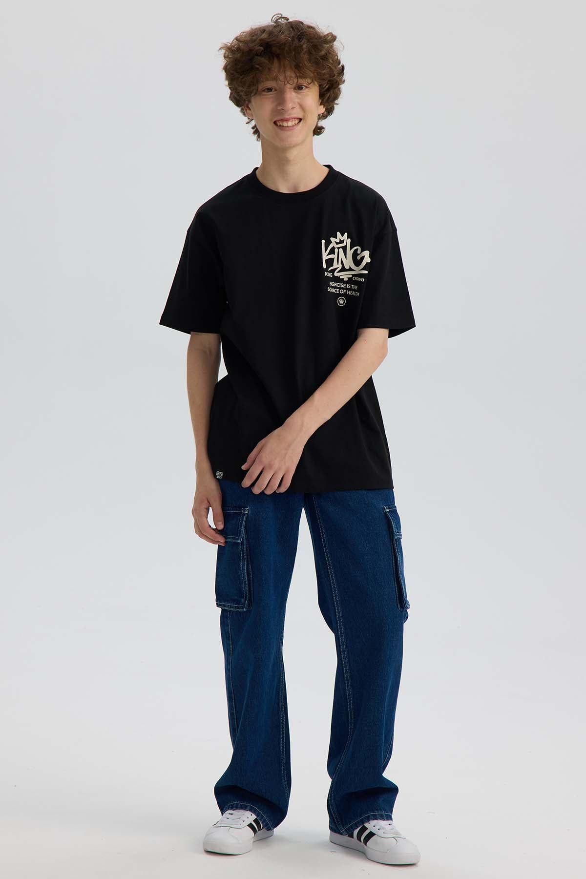 Polera Niño Con Print Negro-3