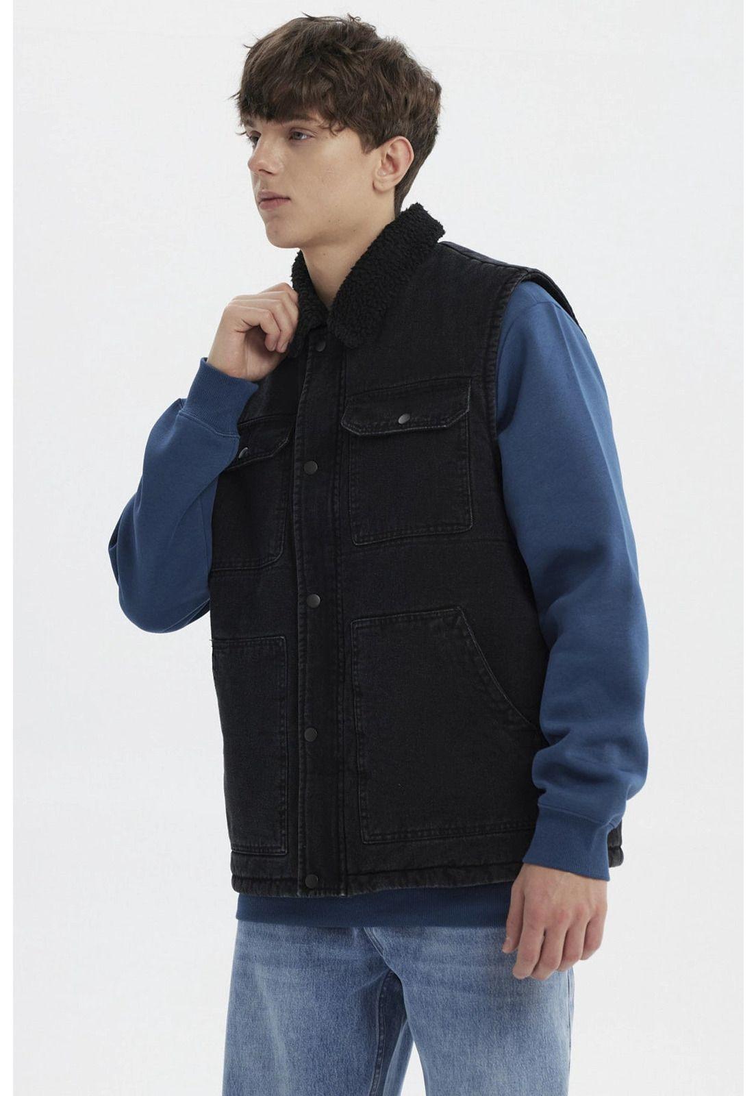 Chaqueta Hombre Cuello Camisero Gris-1