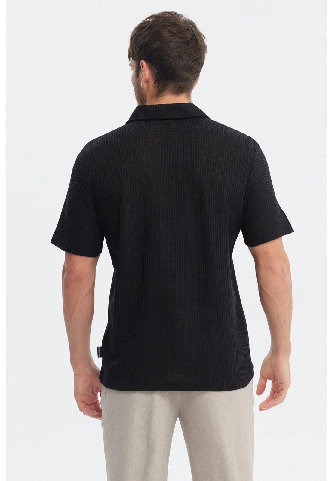 Polera Hombre Slim Cuello Polo Negro-2