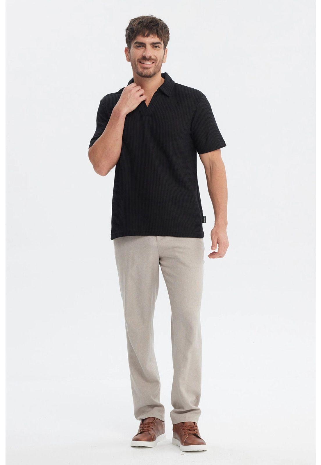 Polera Hombre Slim Cuello Polo Negro-3
