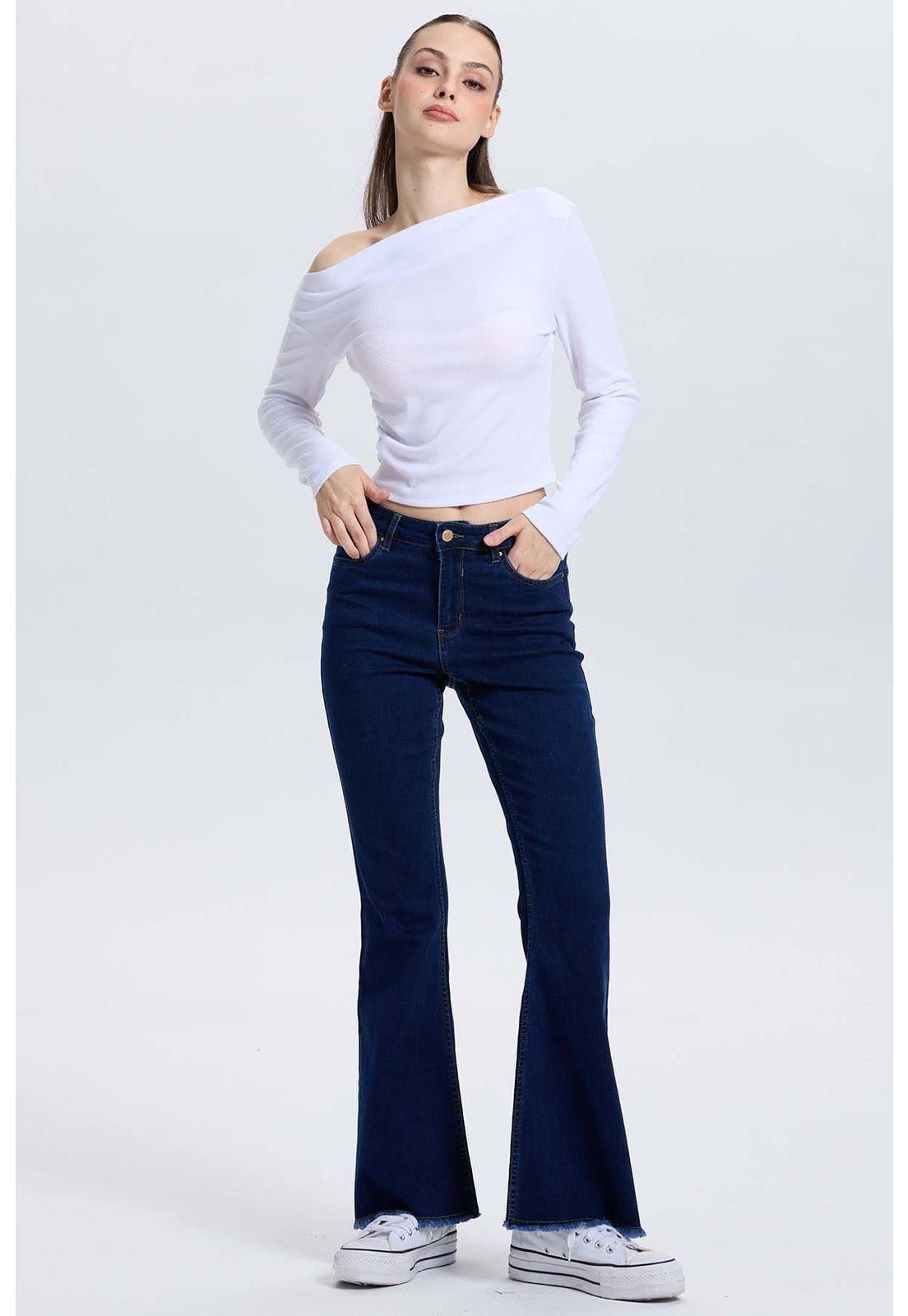 Jeans Mujer Monse Flare Azul Oscuro-3