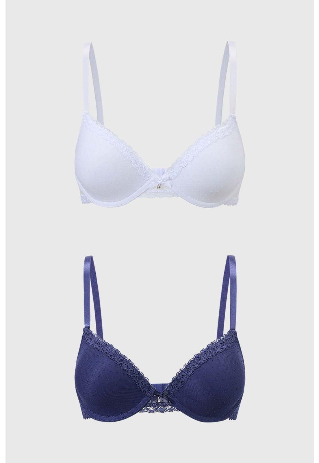 Sostén Mujer Bipack Detalle Encaje Blanco-0