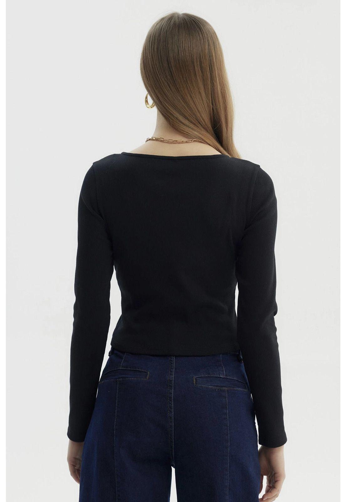 Polera Mujer Cierre Delantero Negro - lll-2