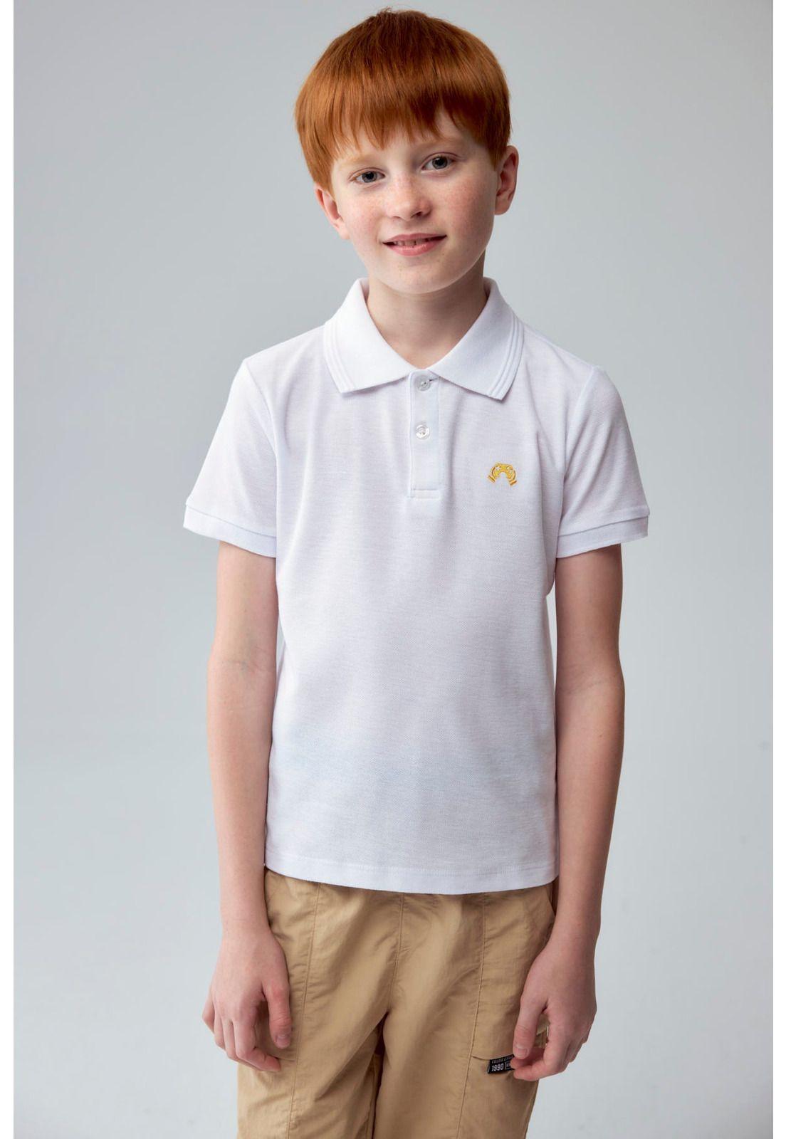 Polera Niño Piqué Básica Blanco-0