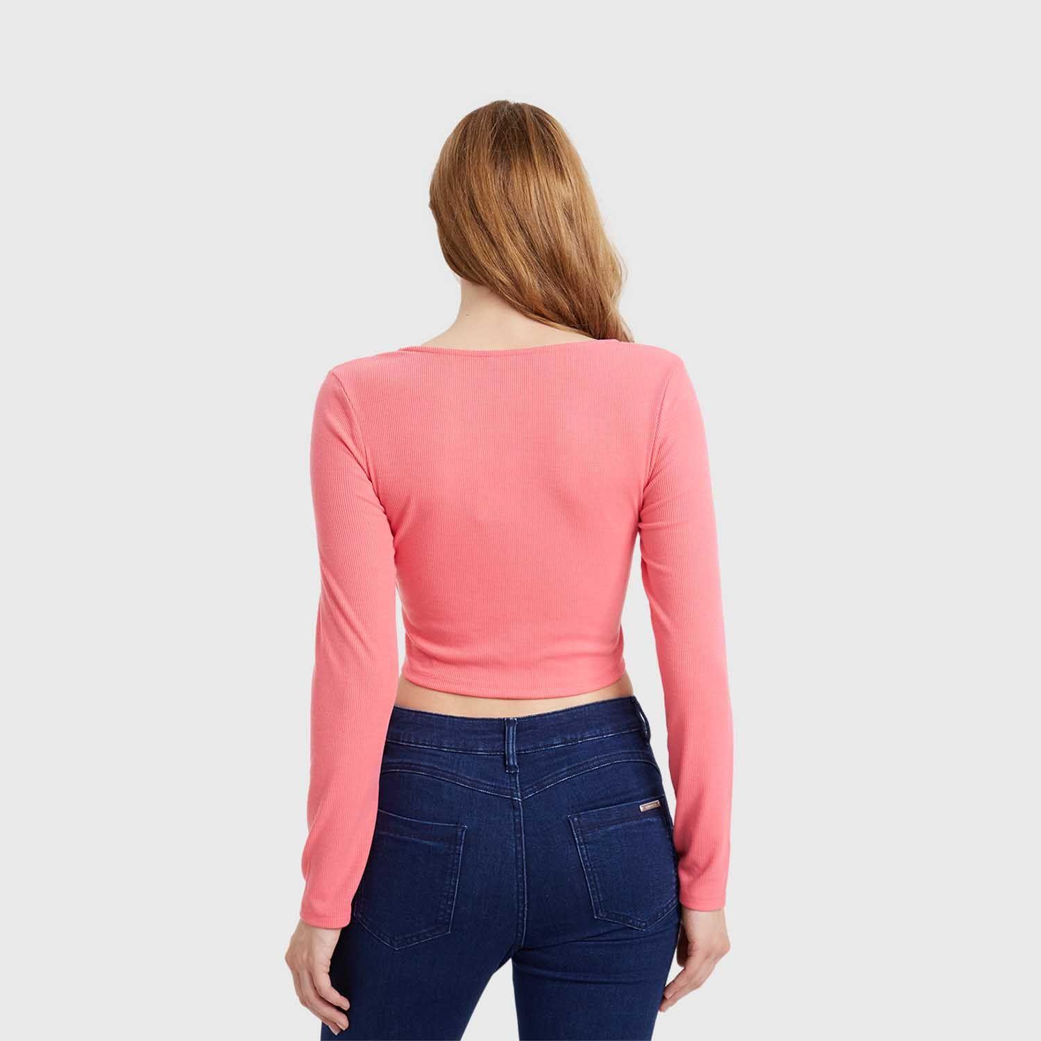 Polera Mujer Canalé Recogido Coral-2