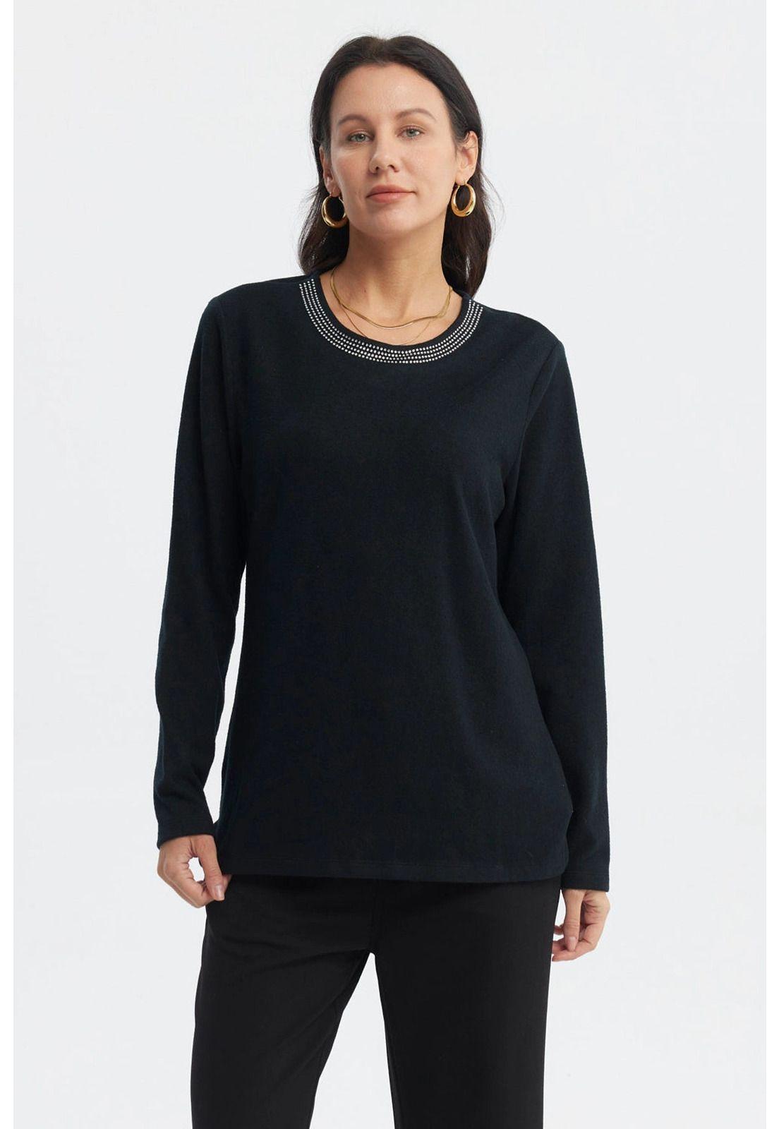 Sweater Mujer Cuello V Negro-0