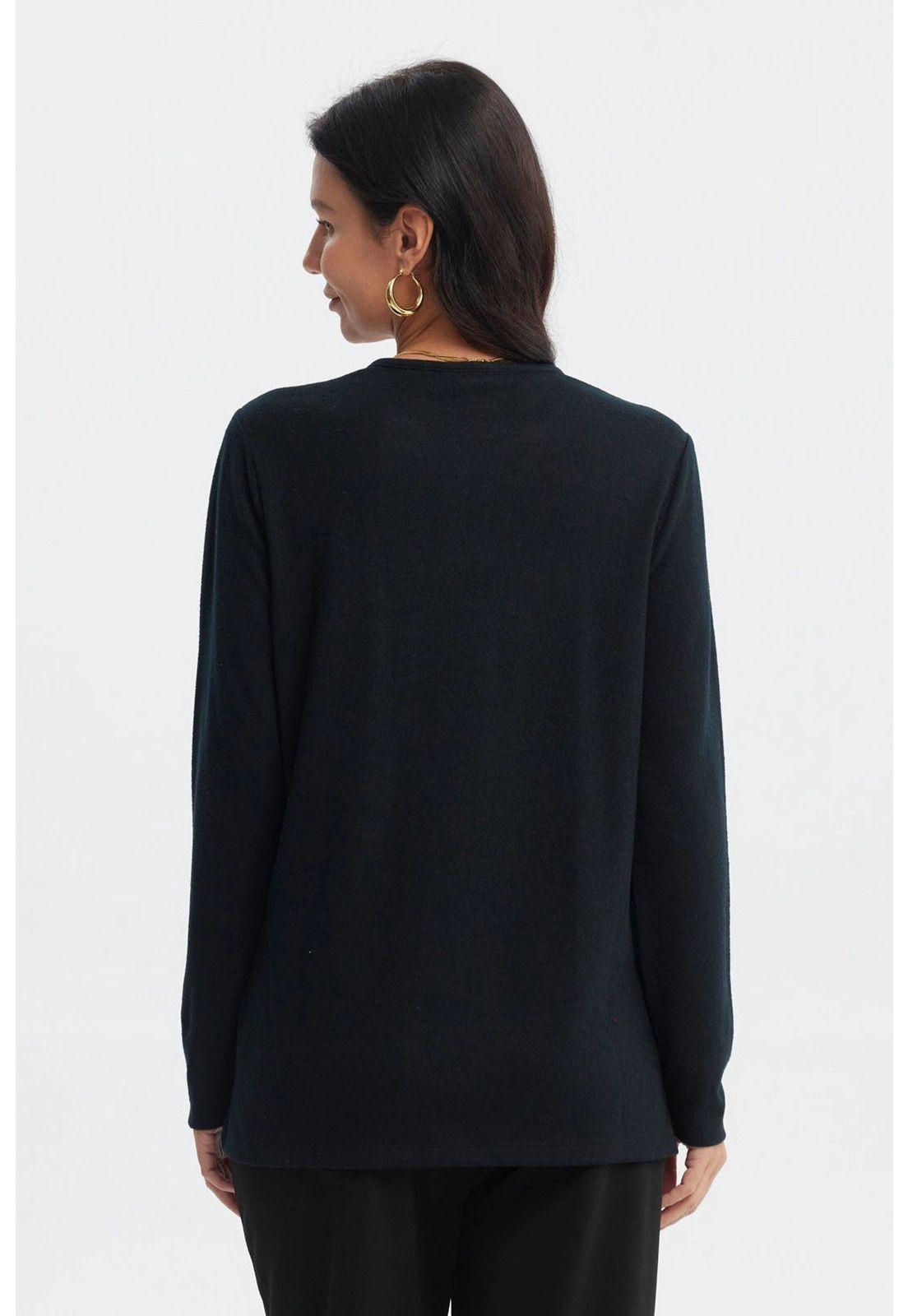 Sweater Mujer Cuello V Negro-2