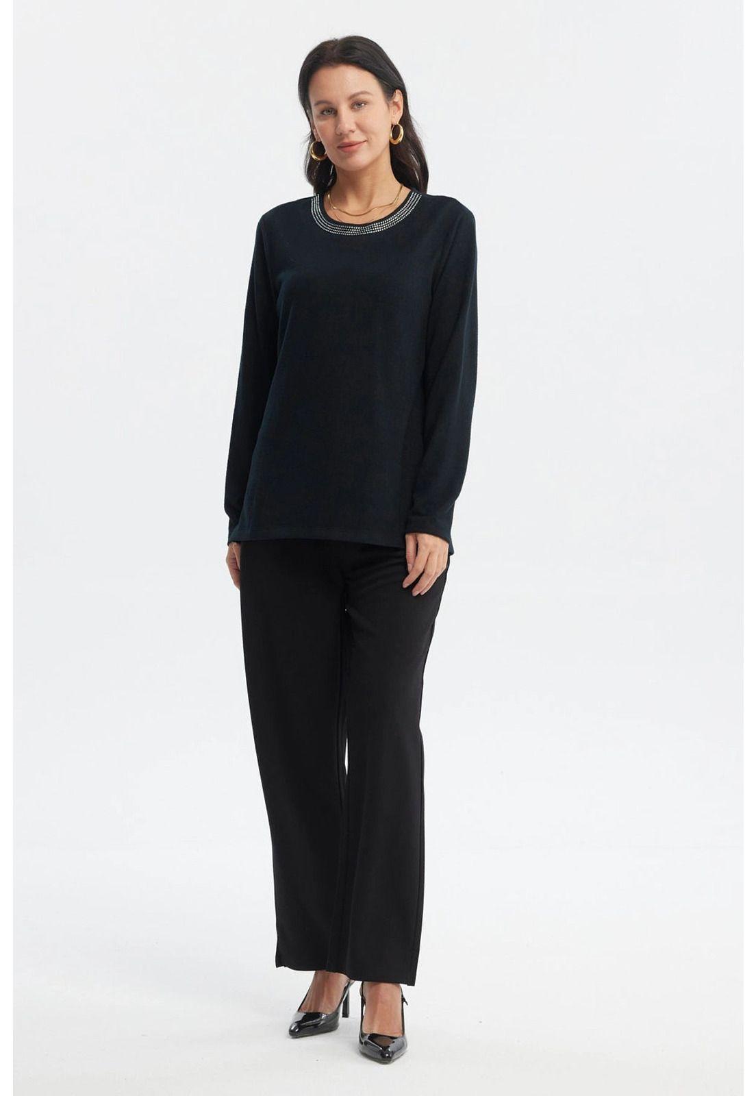 Sweater Mujer Cuello V Negro-3