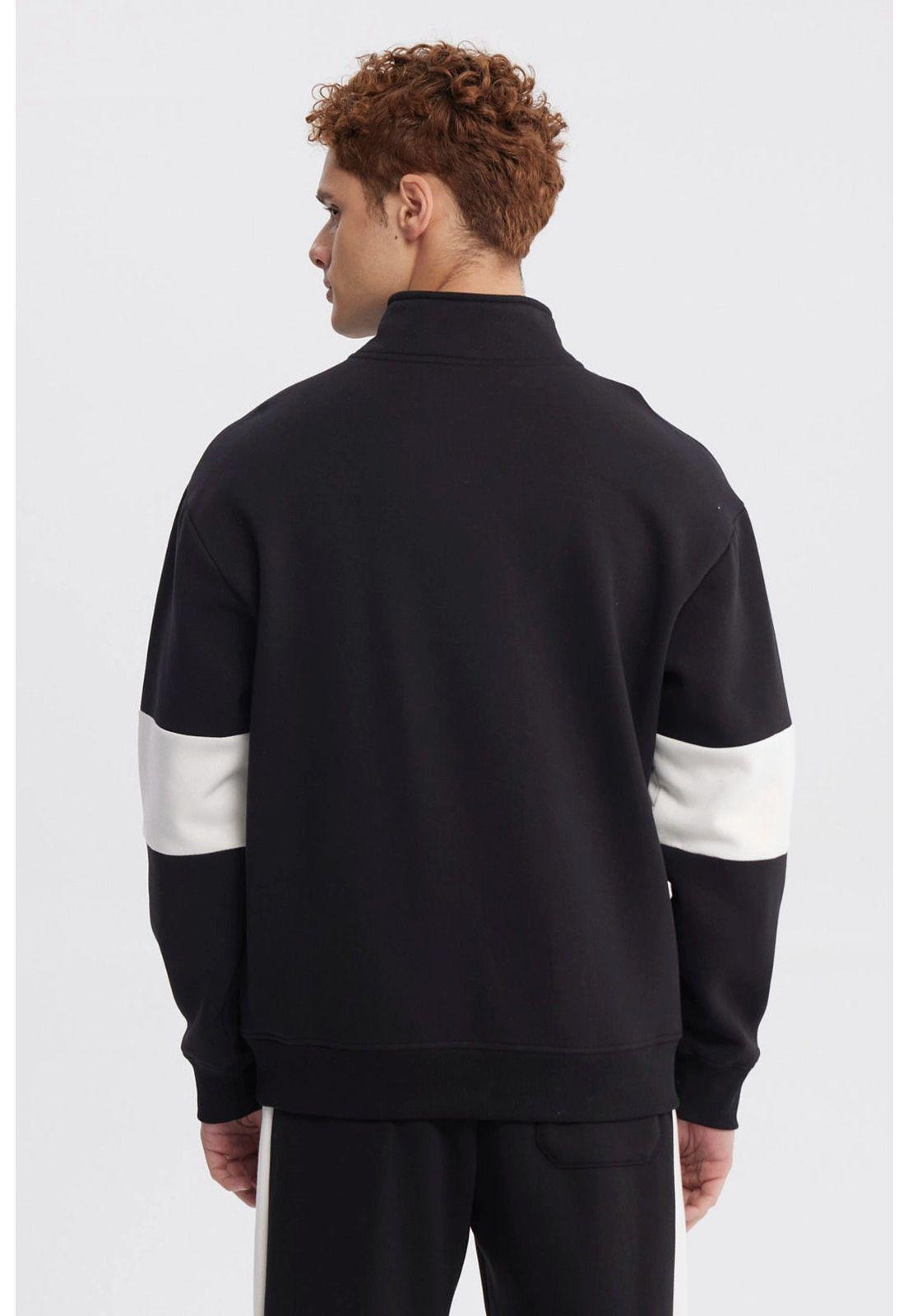 Polerón Hombre Oversize Half Zipper Negro-2