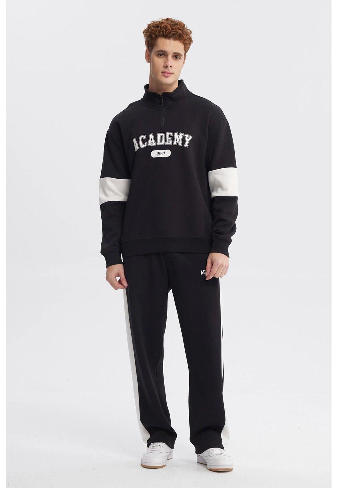 Polerón Hombre Oversize Half Zipper Negro-3