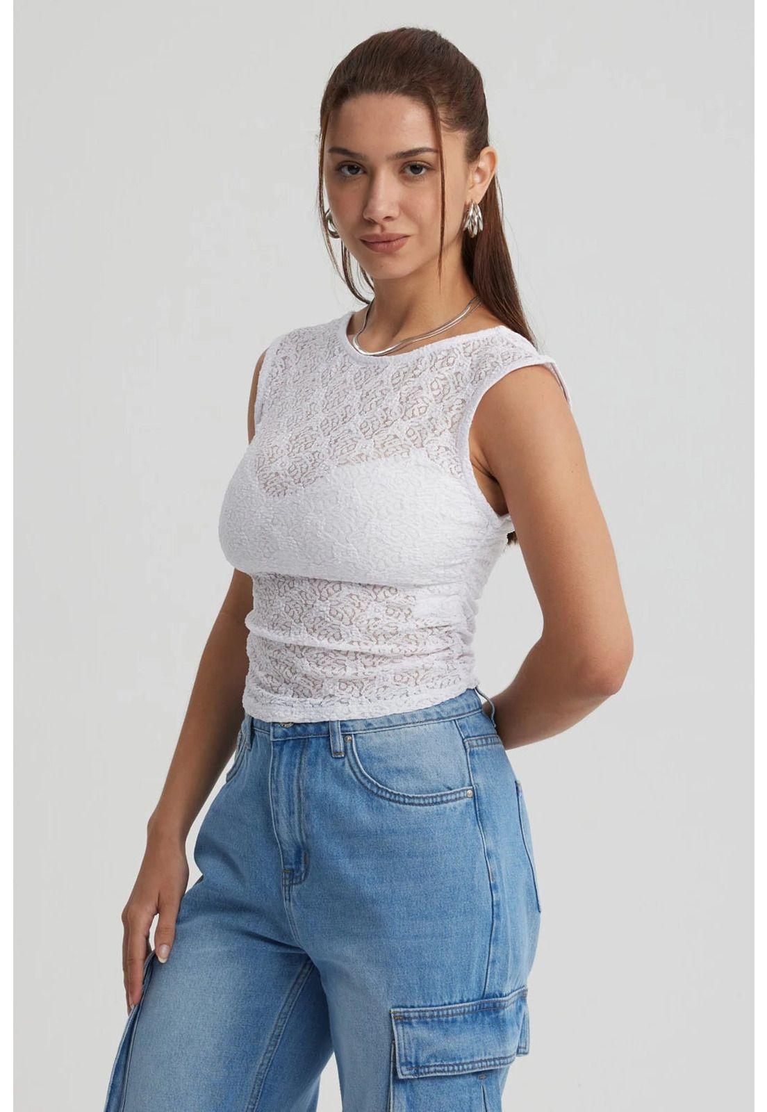 Polera Mujer Encaje Blanco - lV-1