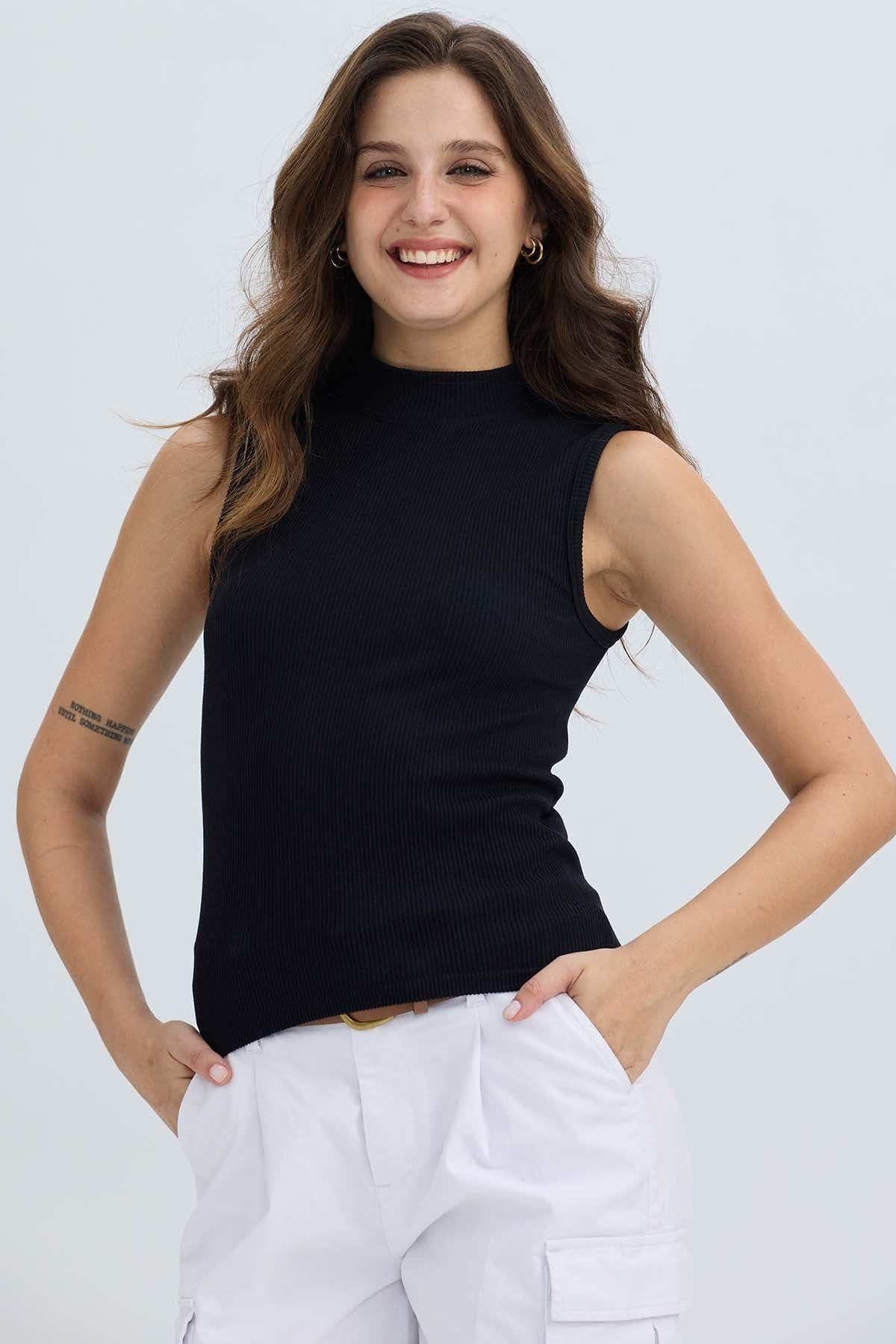 Polera Mujer Rib Negro II-0