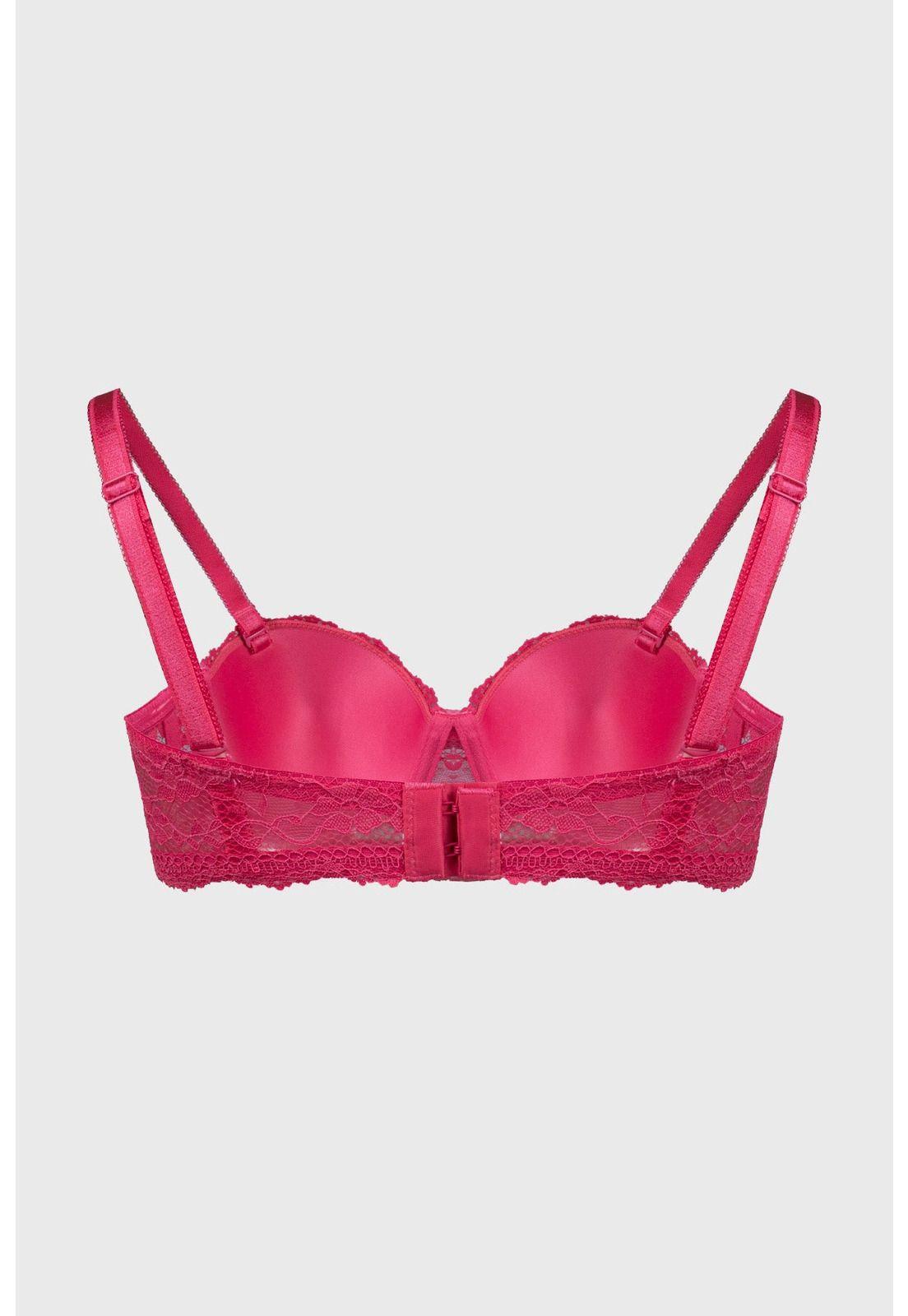 Sostén Mujer Copa Soft Strapless Encaje Fucsia-1