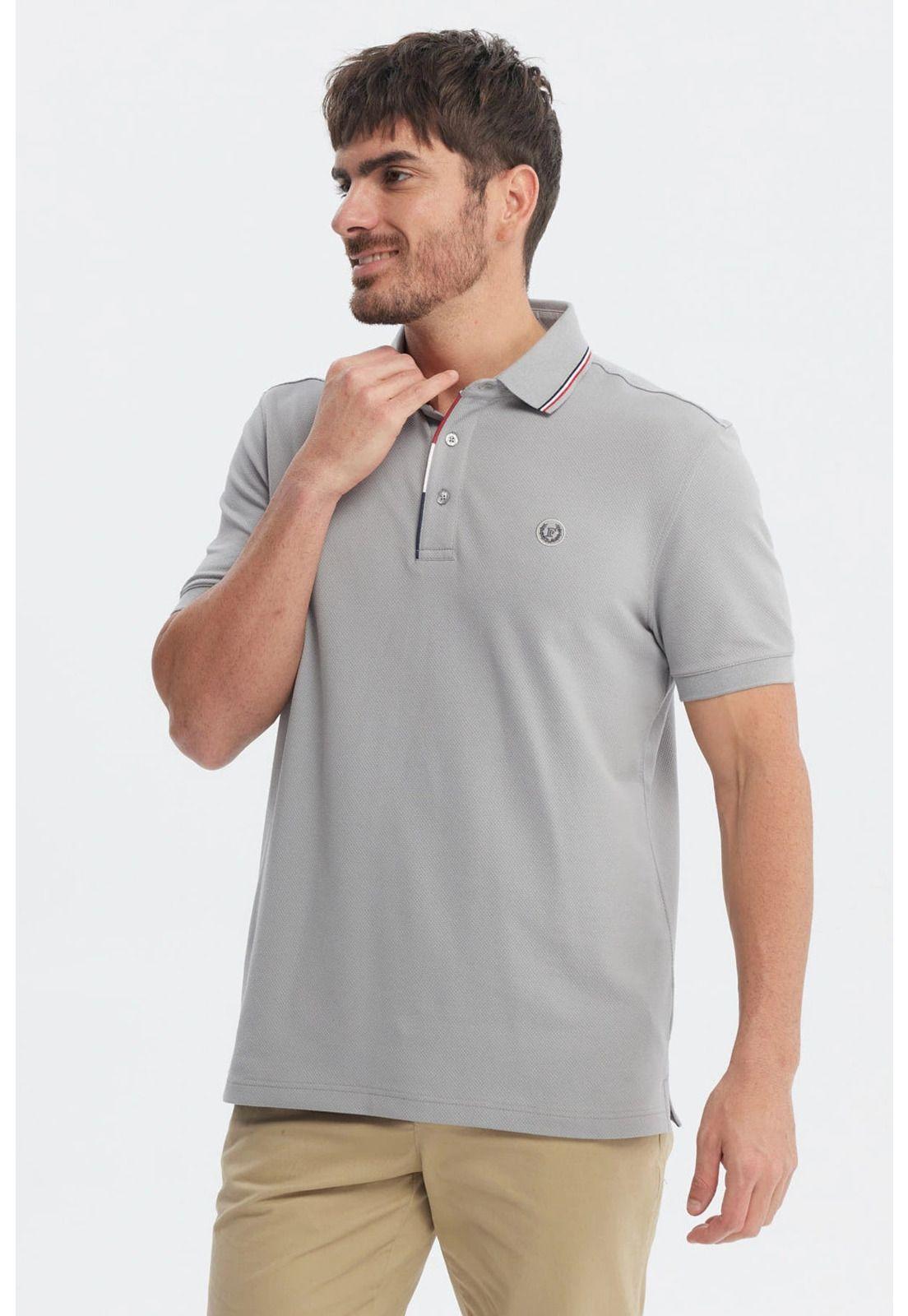 Polera Hombre Pique Dos Botónes Gris-1