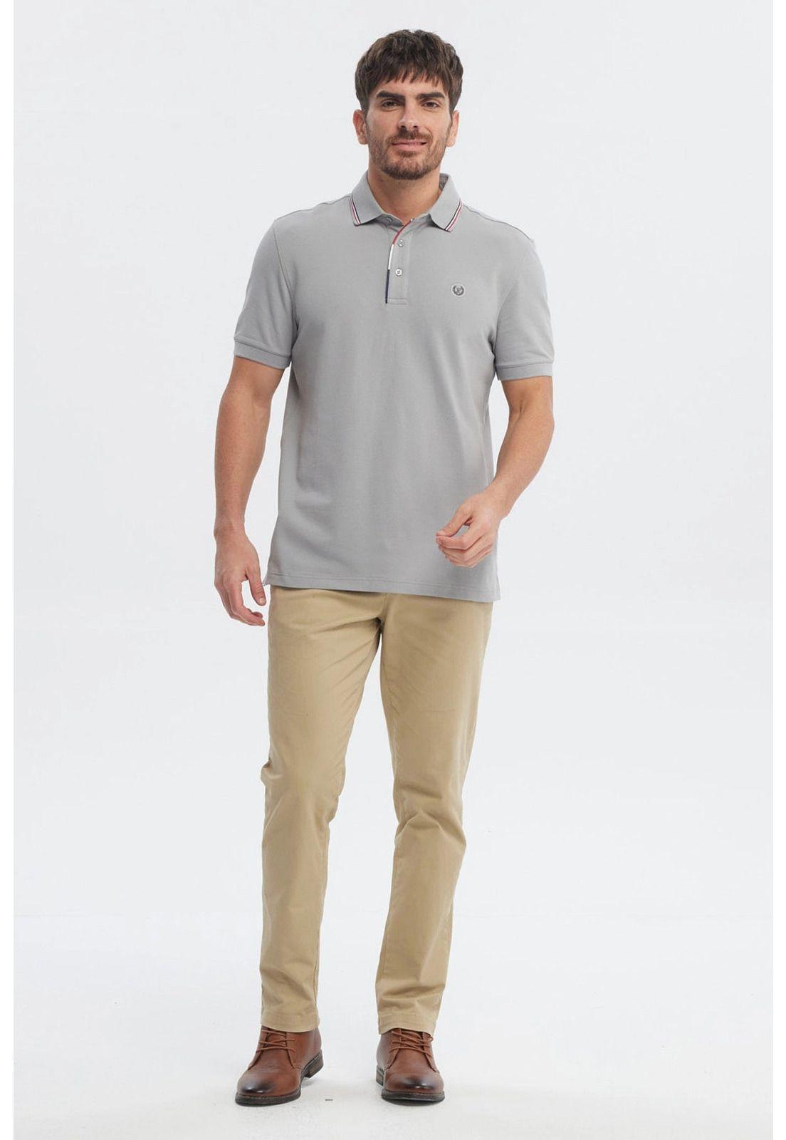 Polera Hombre Pique Dos Botónes Gris-3