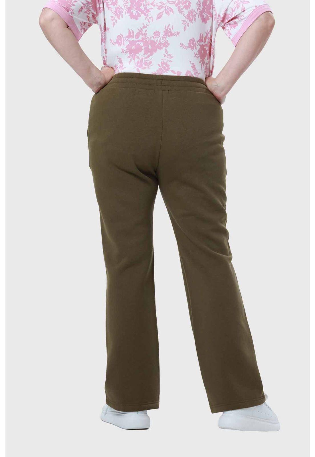 Pantalón Buzo Mujer Detalle Strass Bolsillo Verde-2