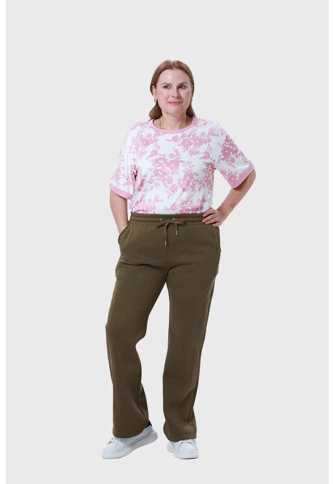 Pantalón Buzo Mujer Detalle Strass Bolsillo Verde-3