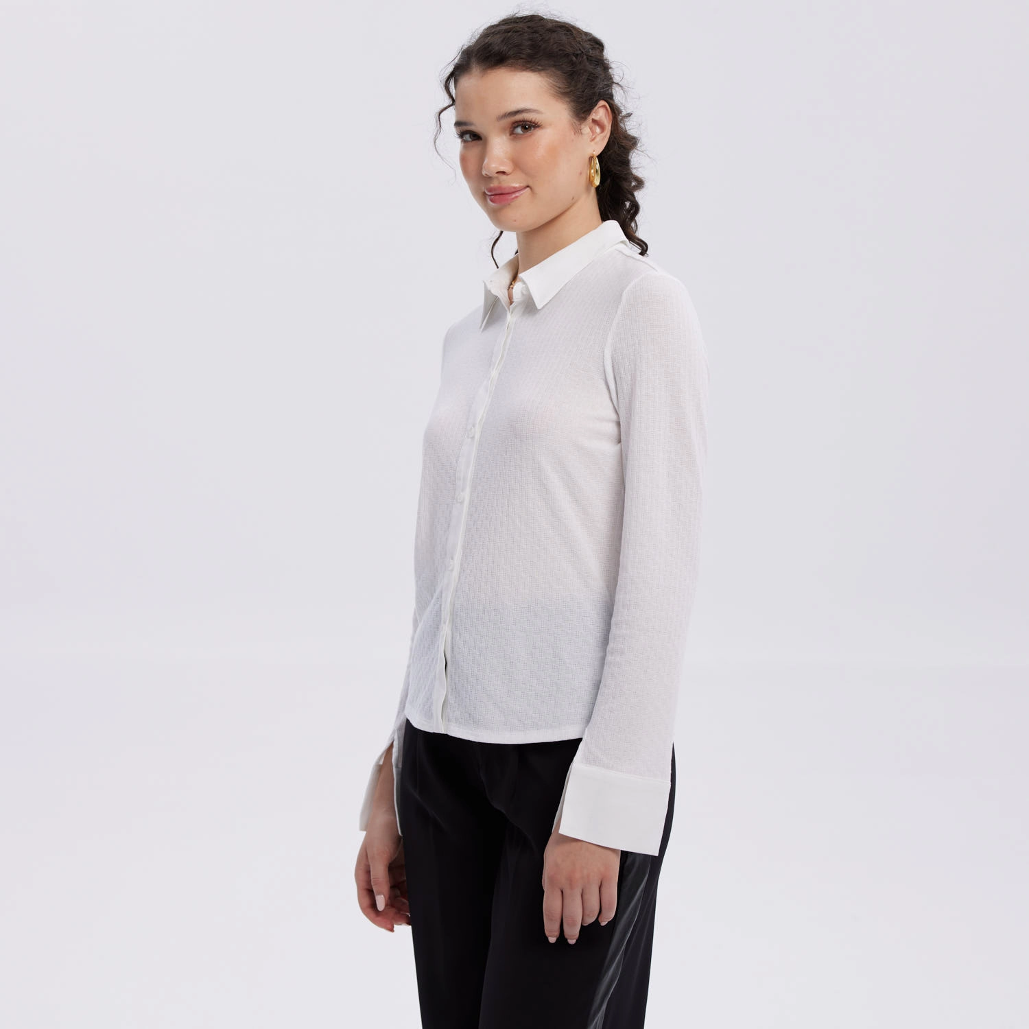 Blusa Mujer Abotonada Con Textura Crudo-2