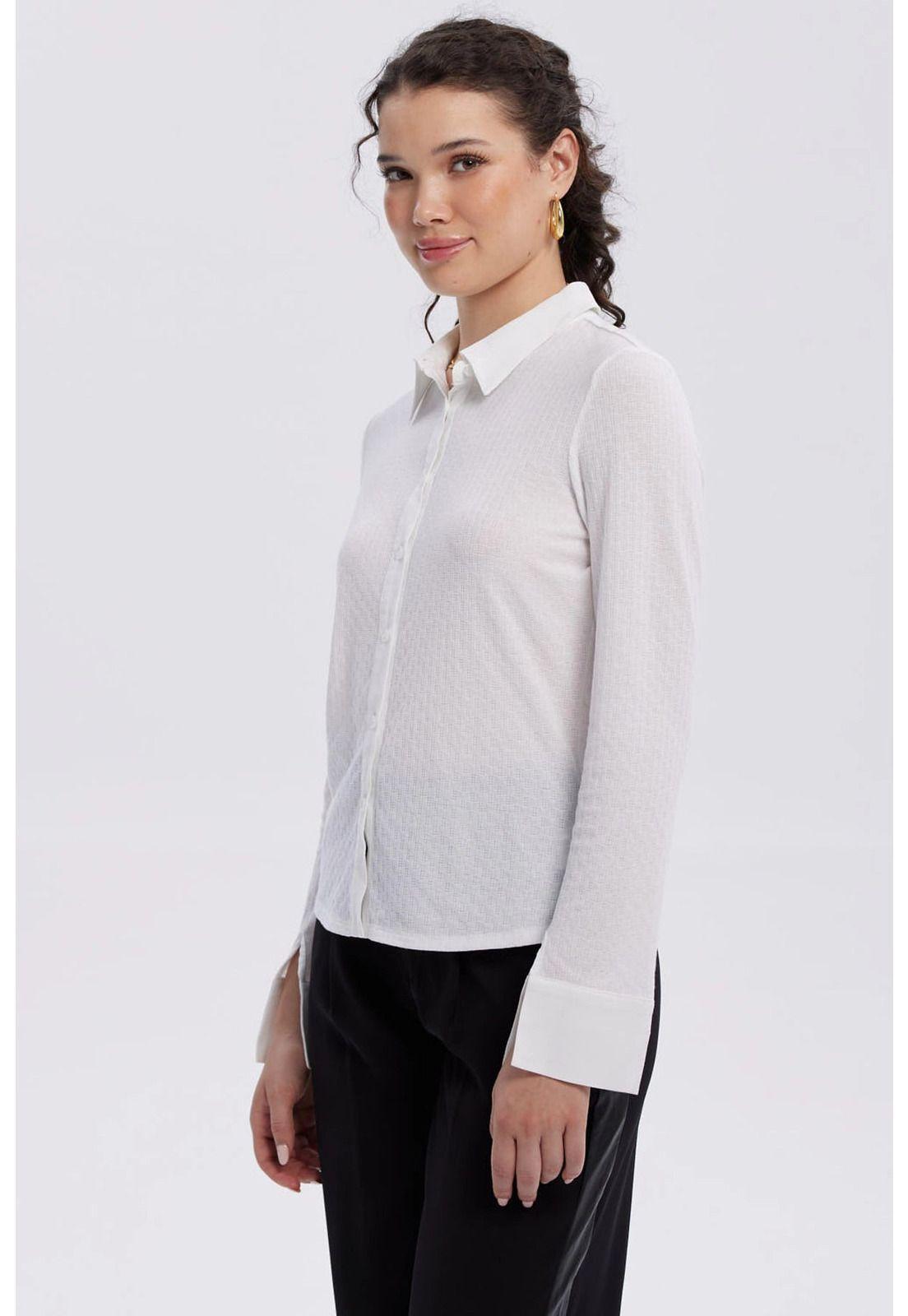 Blusa Mujer Abotonada Con Textura Crudo-1