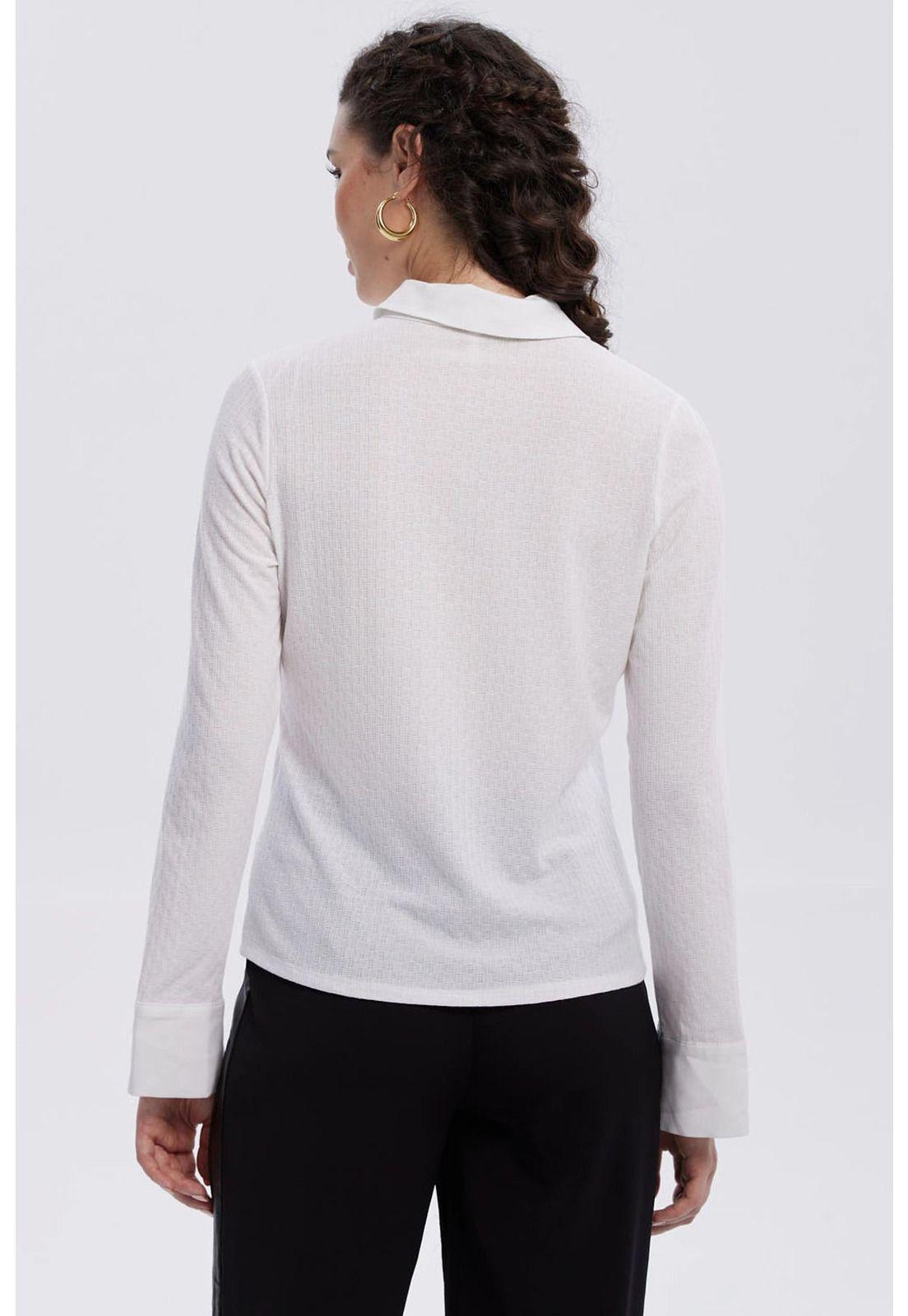 Blusa Mujer Abotonada Con Textura Crudo-2