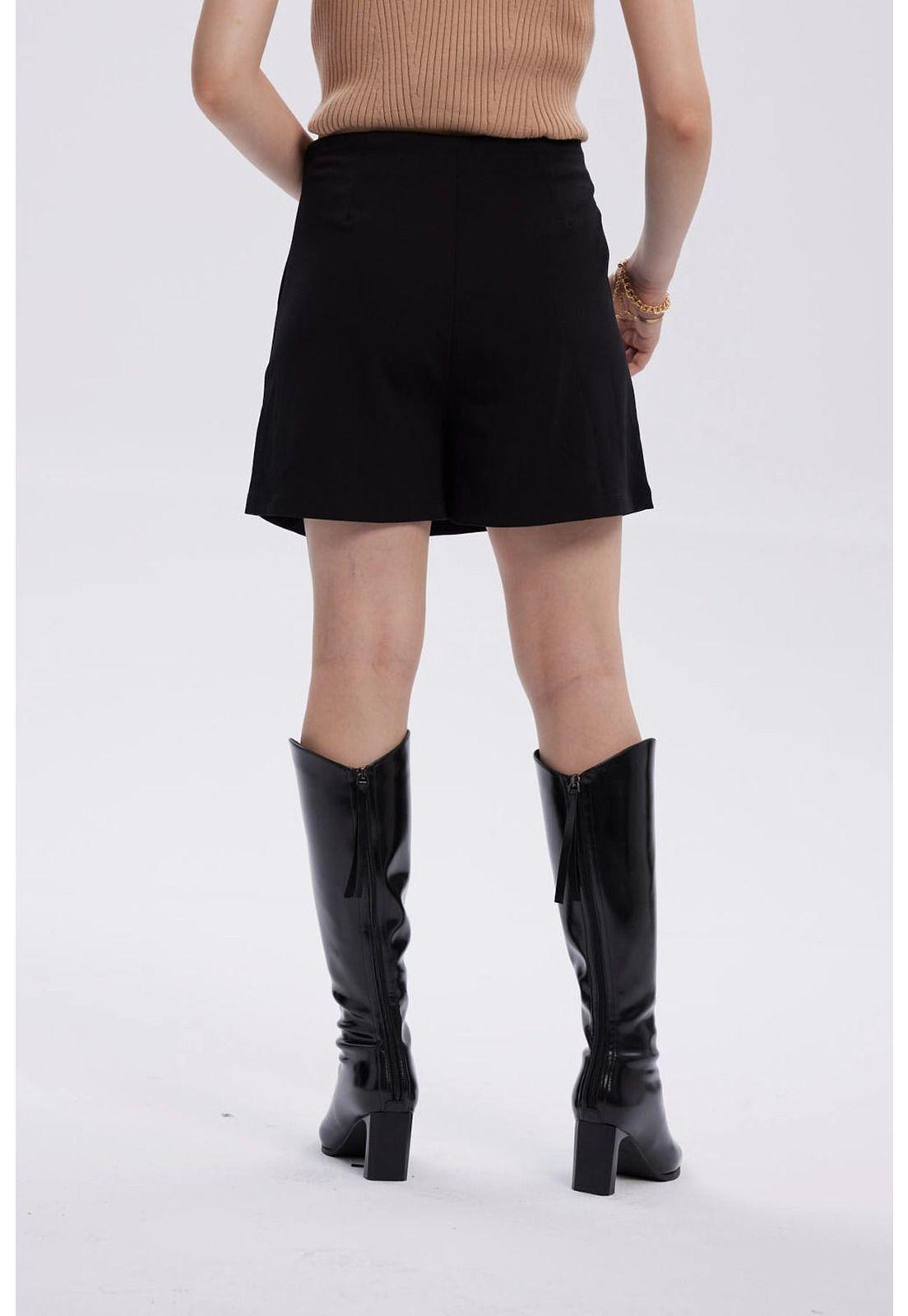 Falda Mujer Botones Costado Negro-2