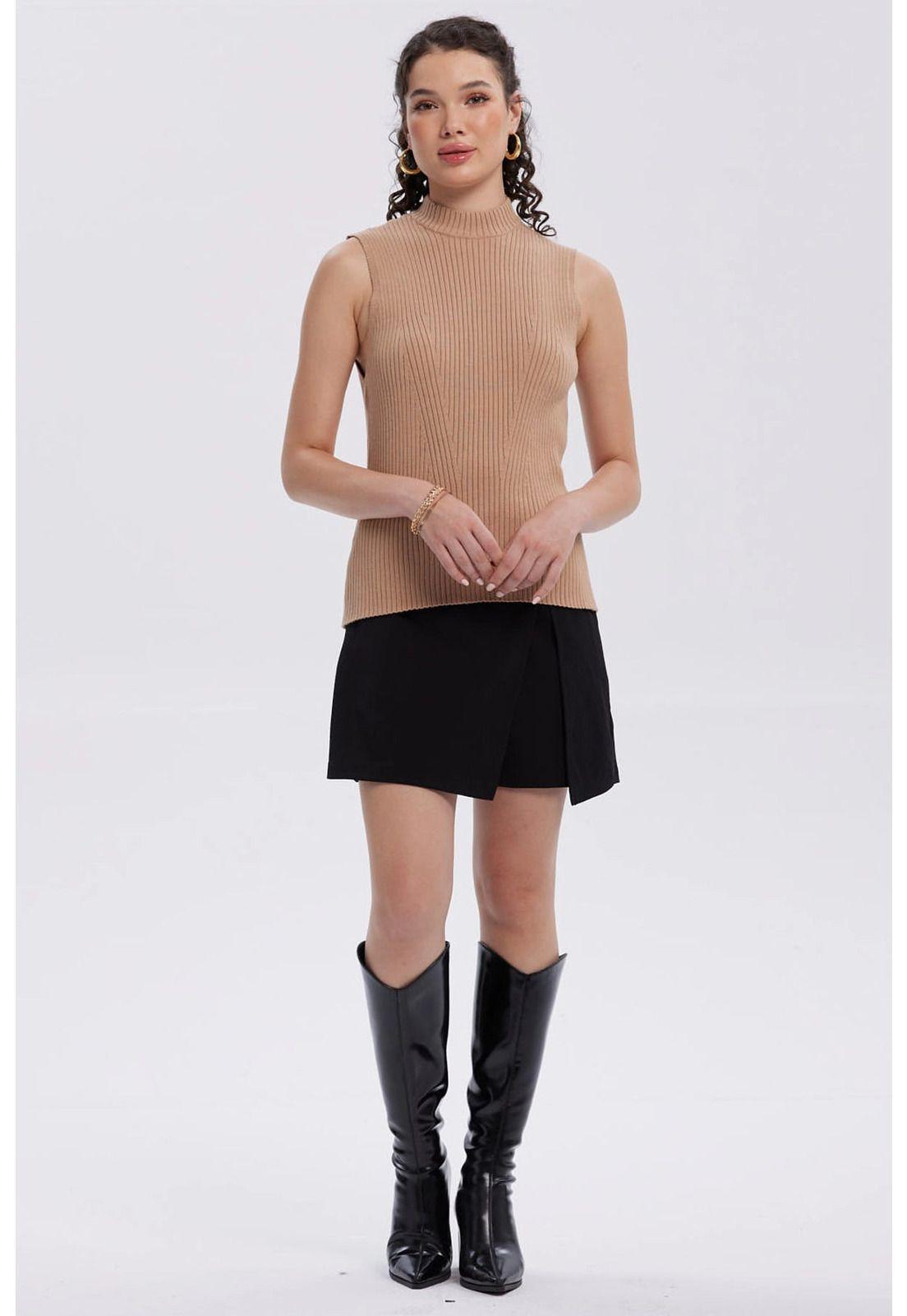 Falda Mujer Botones Costado Negro-3