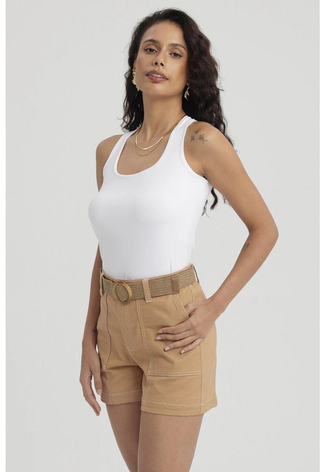 Polera Mujer Lisa Doble Capa Blanco-5