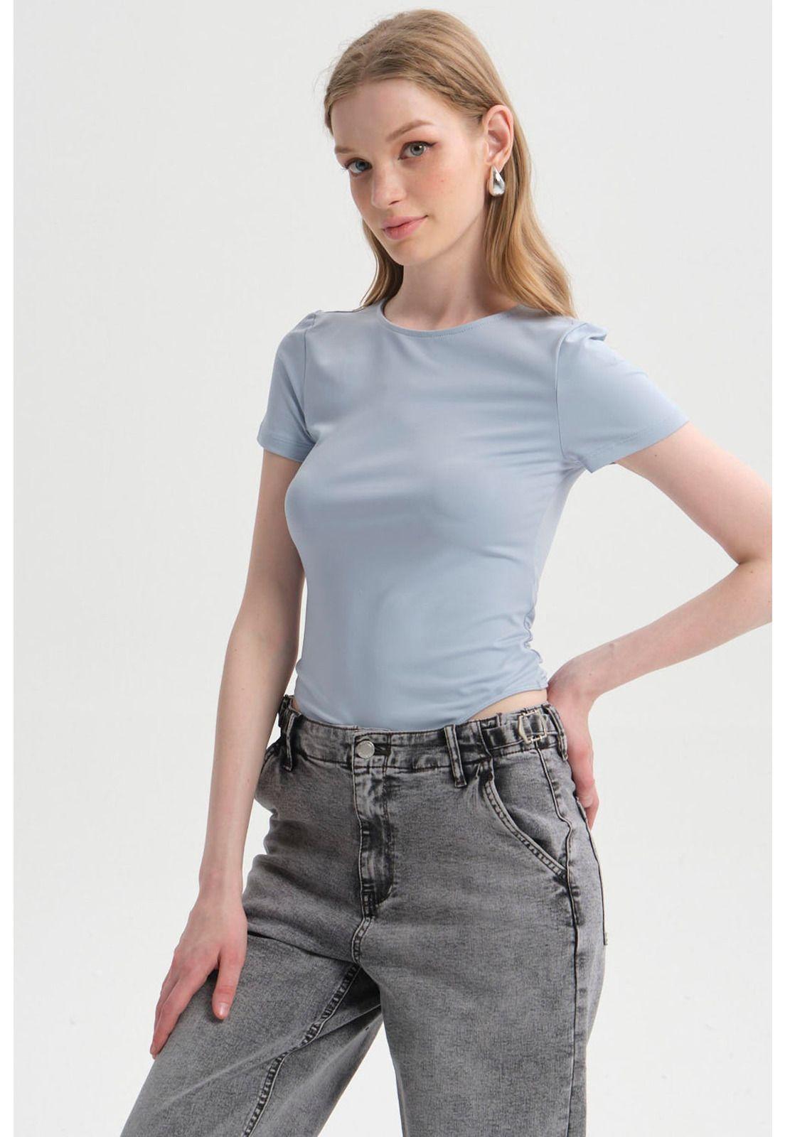 Polera Mujer Body Liso Celeste-2