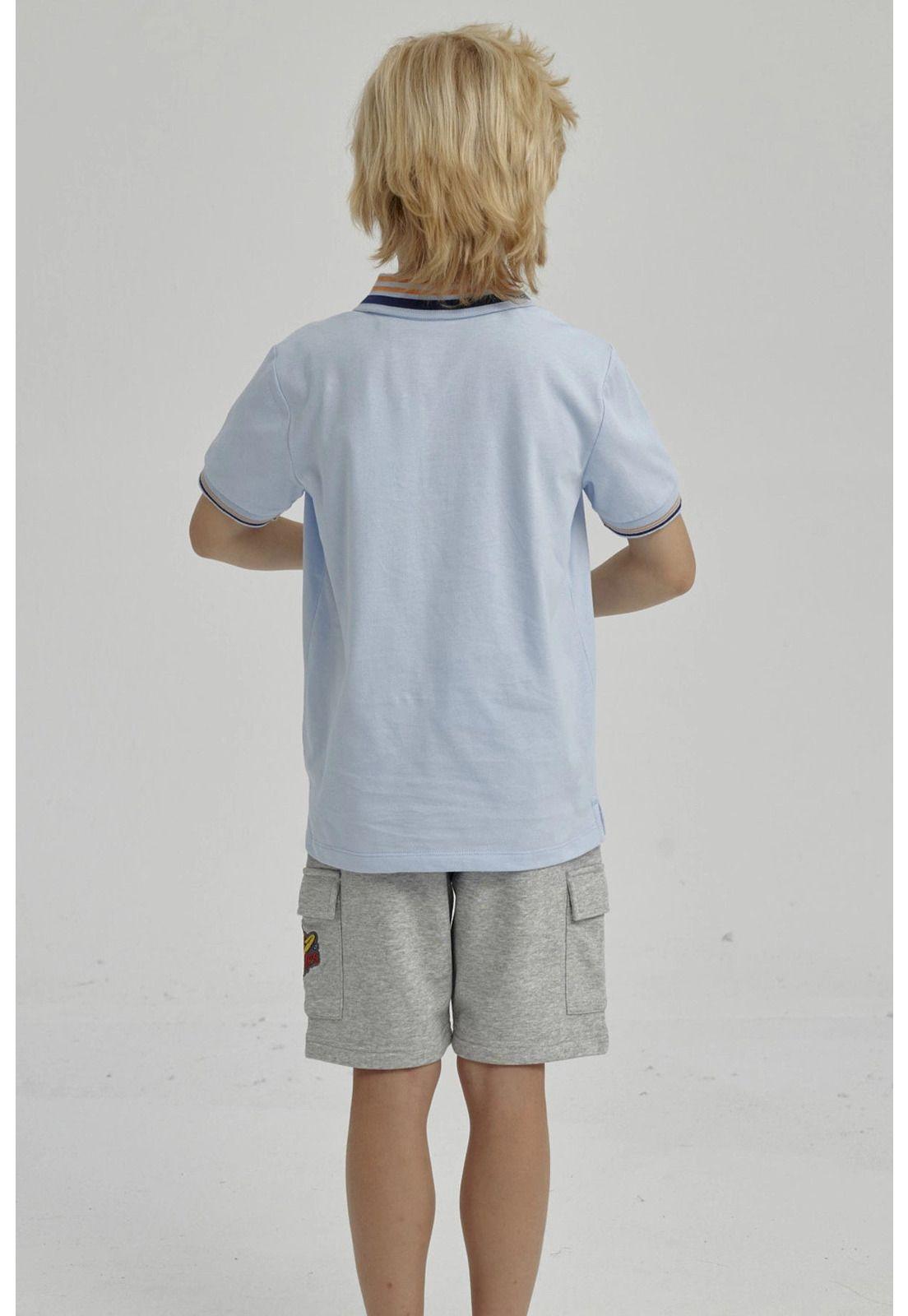 Polera Niño Piqué Con Parche Celeste-6