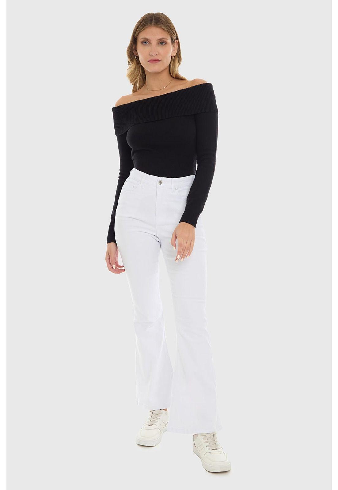 Jeans Mujer Flare Blanco-3