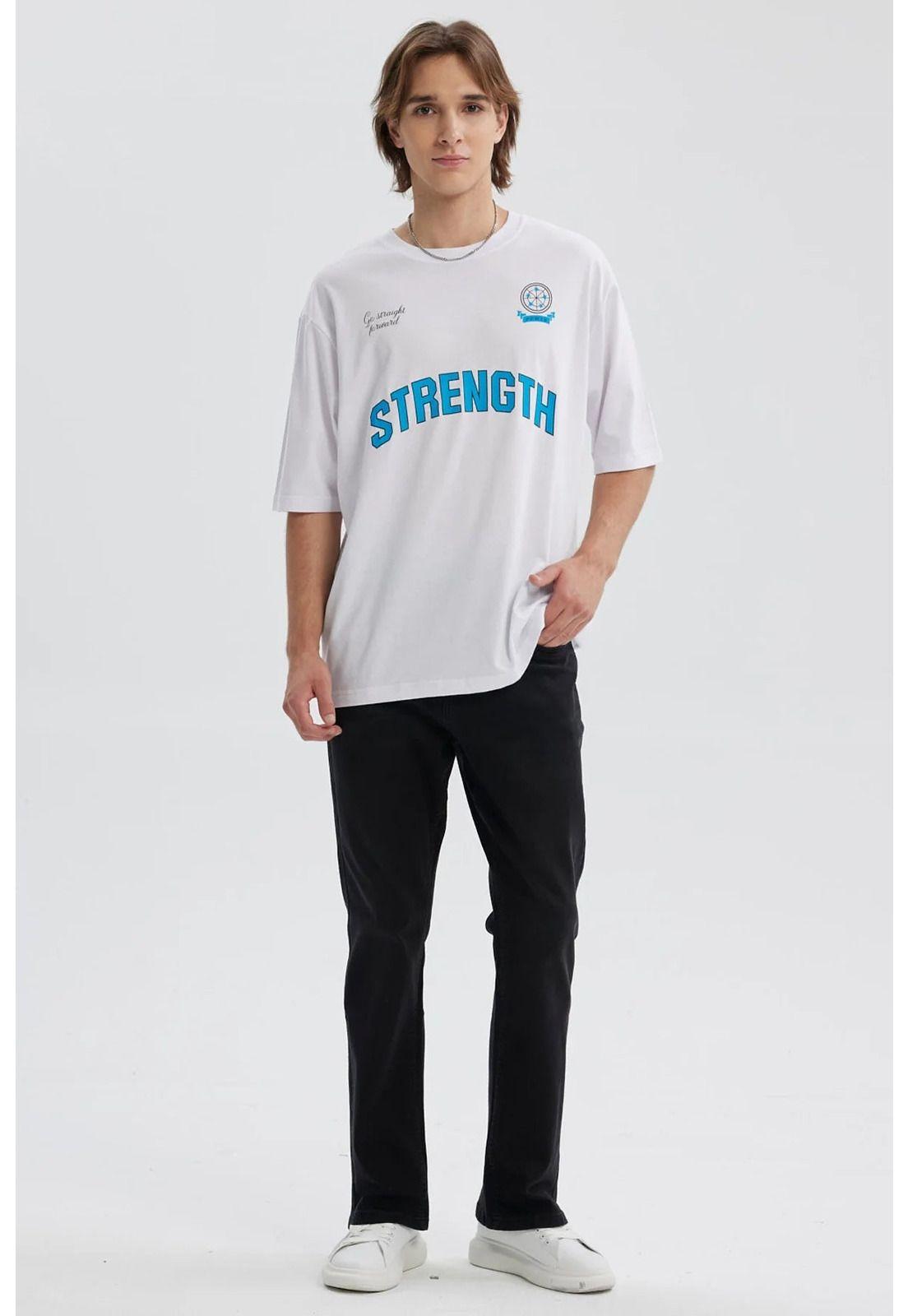 Polera Hombre Estampado Blanco - VI-3