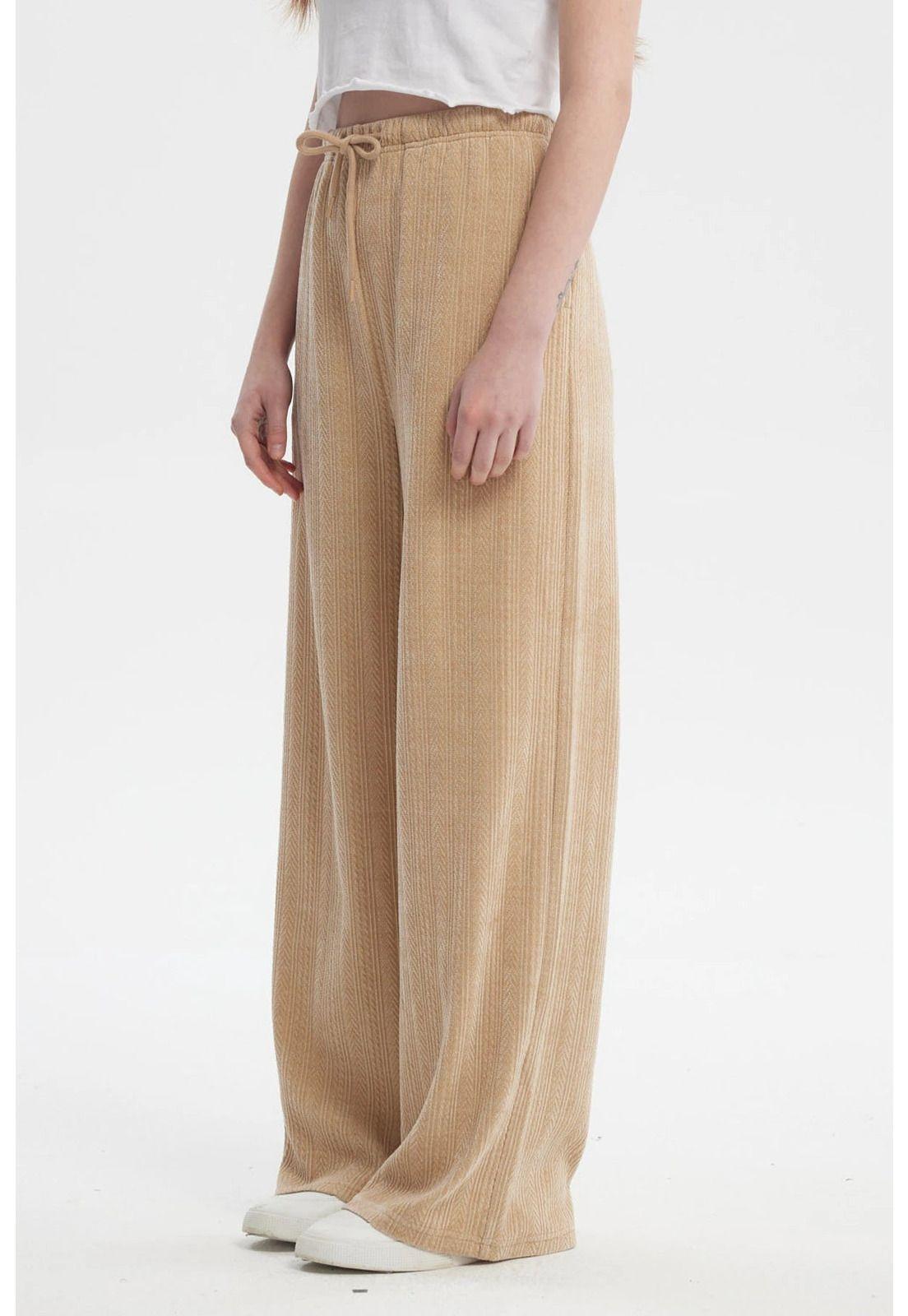 Pantalón Mujer Wide Leg Beige - lll-1