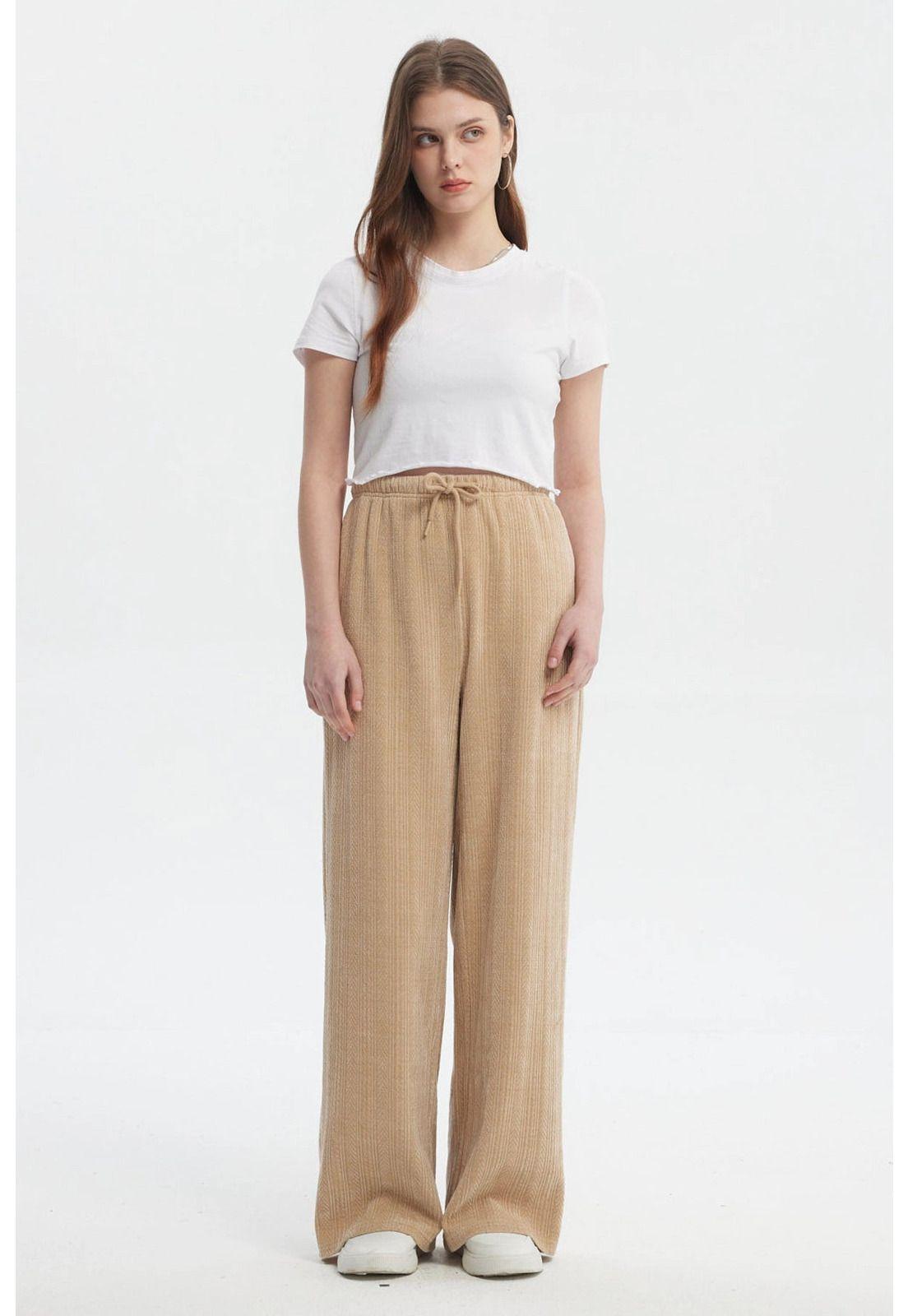 Pantalón Mujer Wide Leg Beige - lll-3