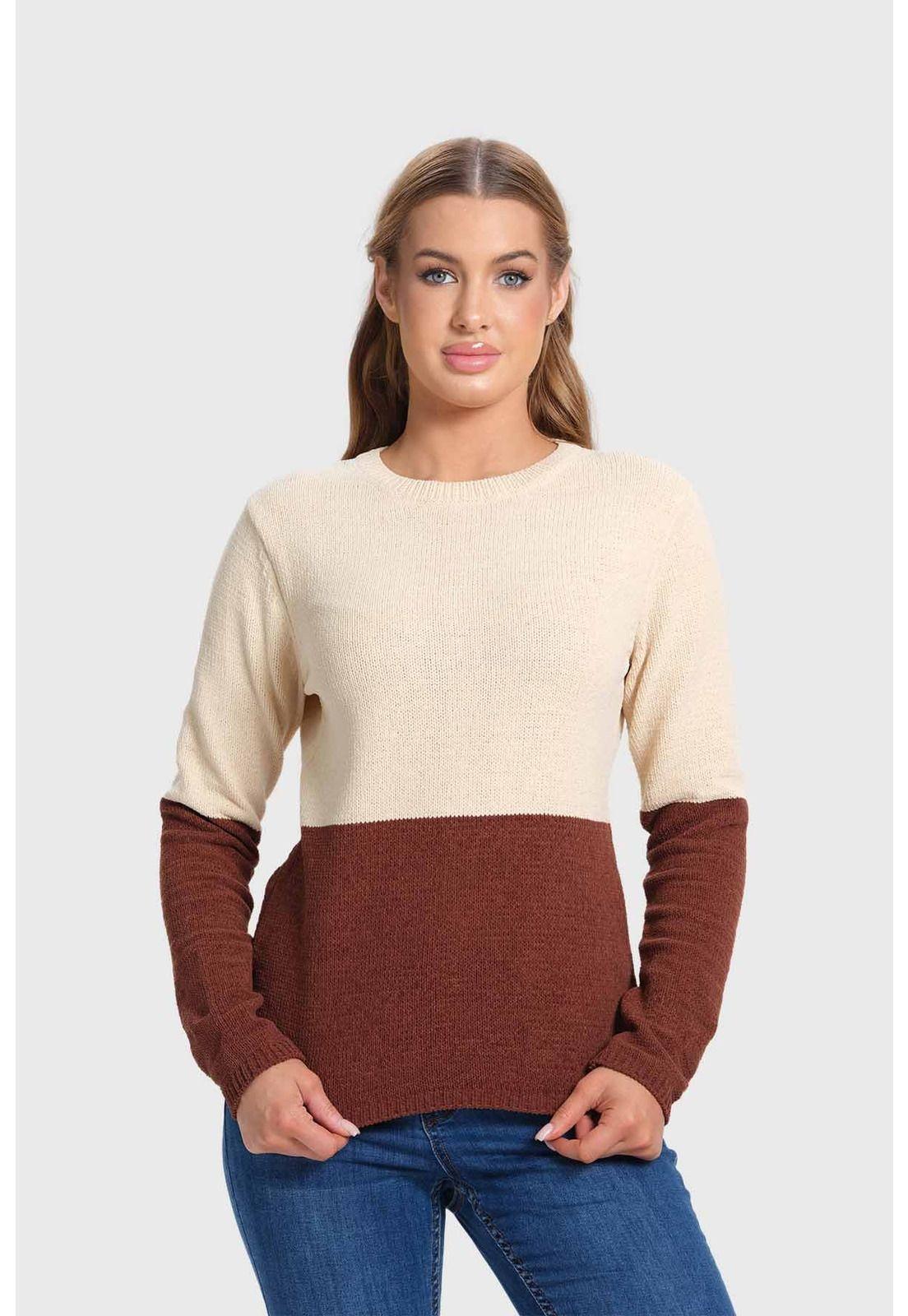 Sweater Mujer Chenille Café - ll-0