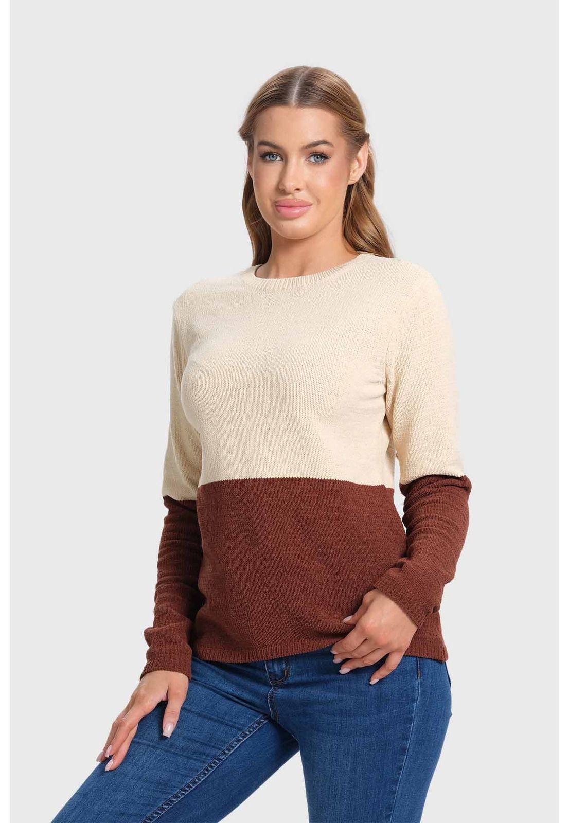 Sweater Mujer Chenille Café - ll-1