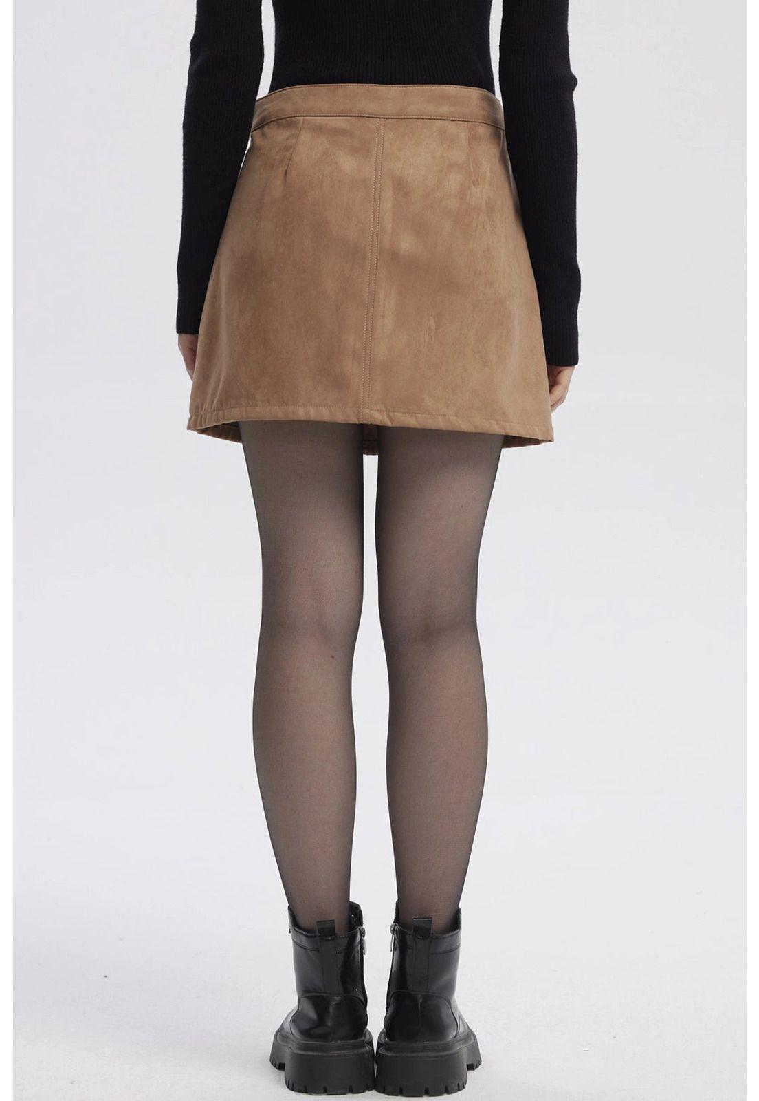 Falda Mujer Gamuza Camel-2