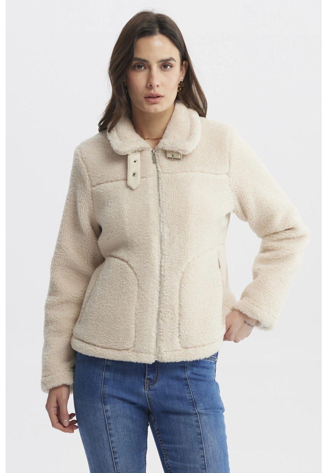Polar Mujer Tipo Chaqueta Cuello Alto Beige-0